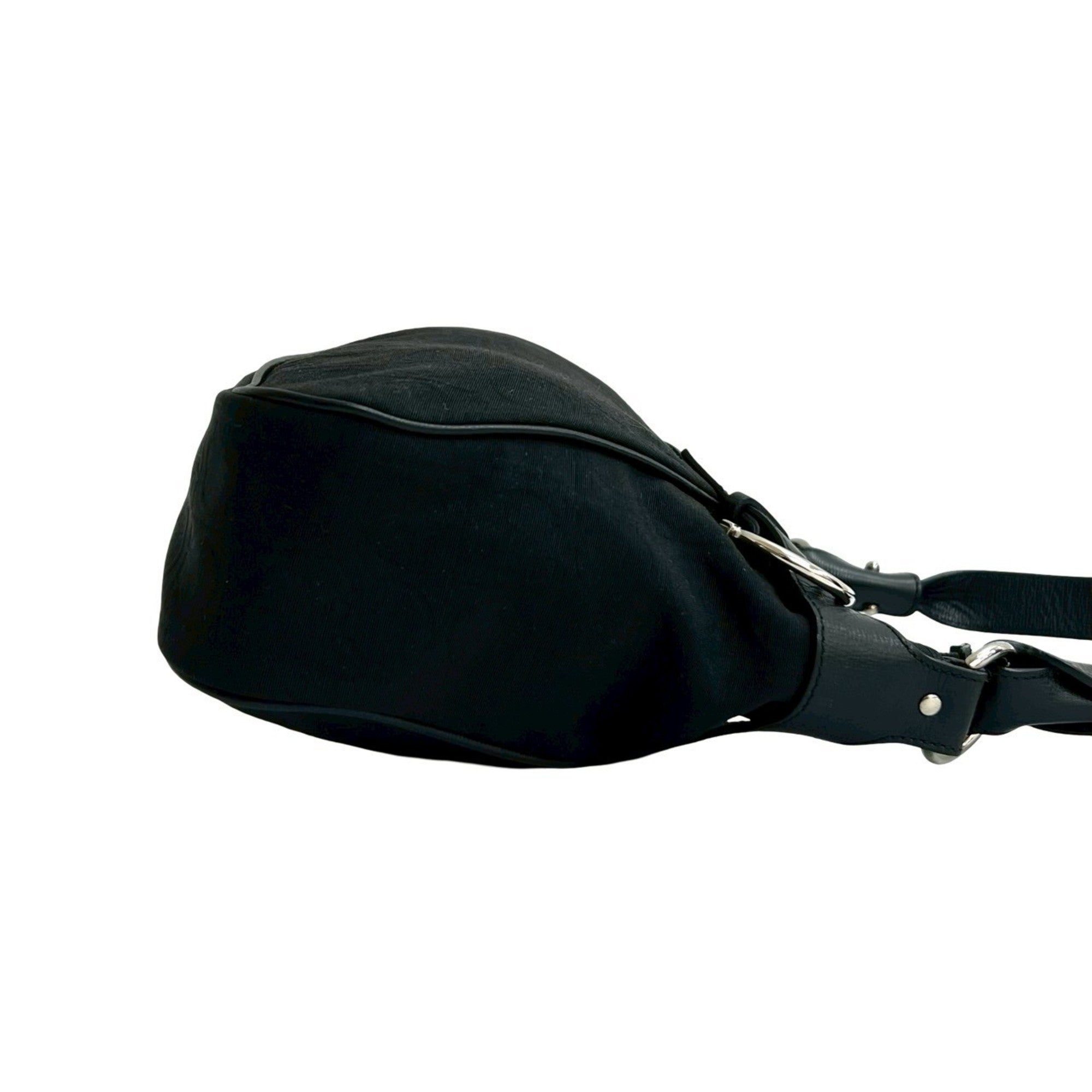 Salvatore Ferragamo Black Canvas Leather Shoulder Bag (Pre-Owned)