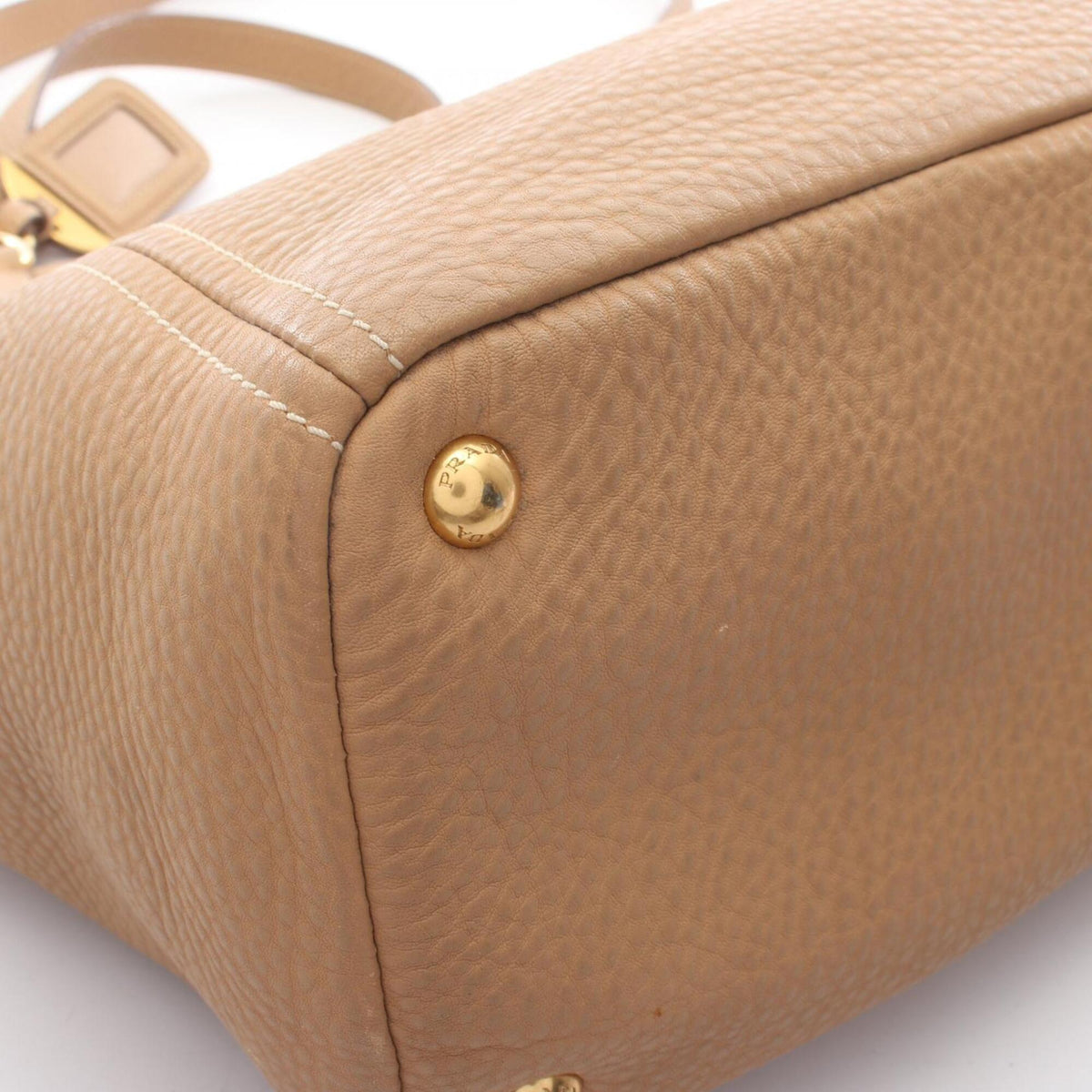 Prada Beige Leather Handbag Tote Bag (Pre-Owned)