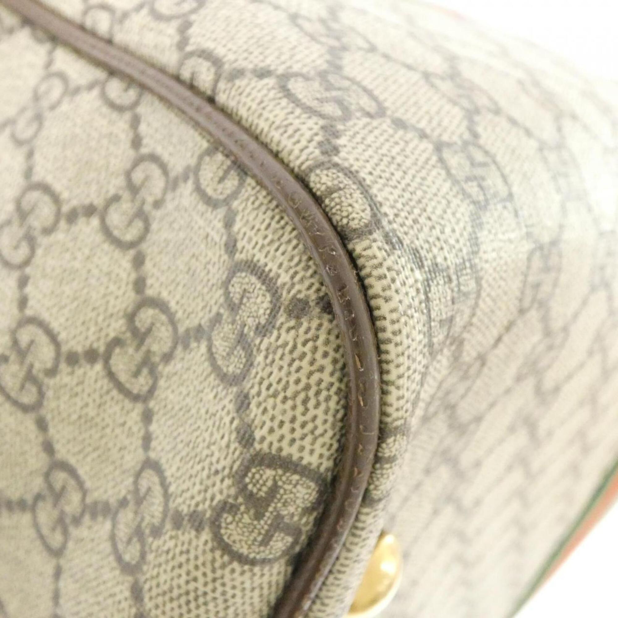 Gucci Beige Brown Gg Supreme Leather Boston Bag (Pre-Owned)