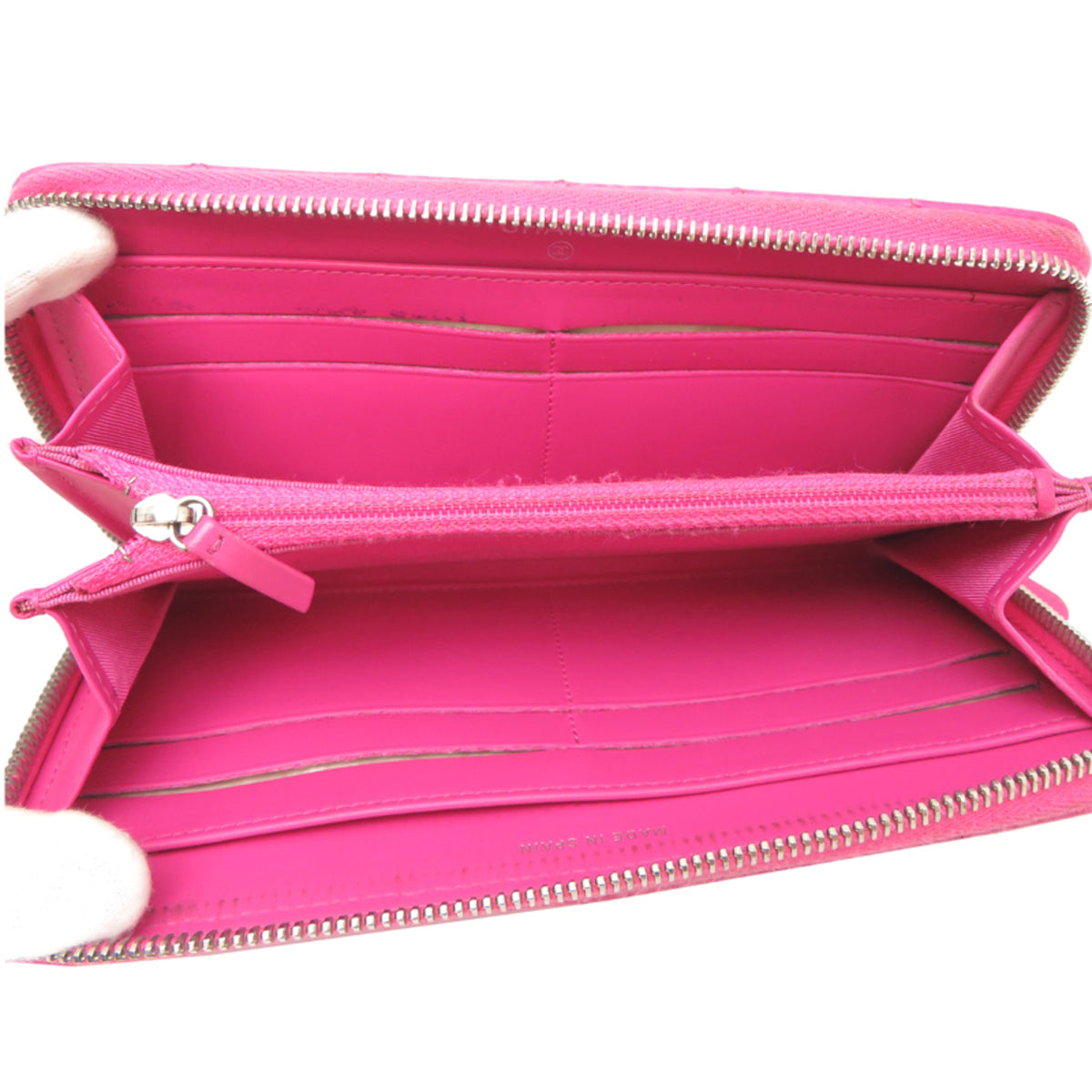 Chanel Pink Grained Calfskin Long Wallet (Bi-Fold) (Pre-Owned)