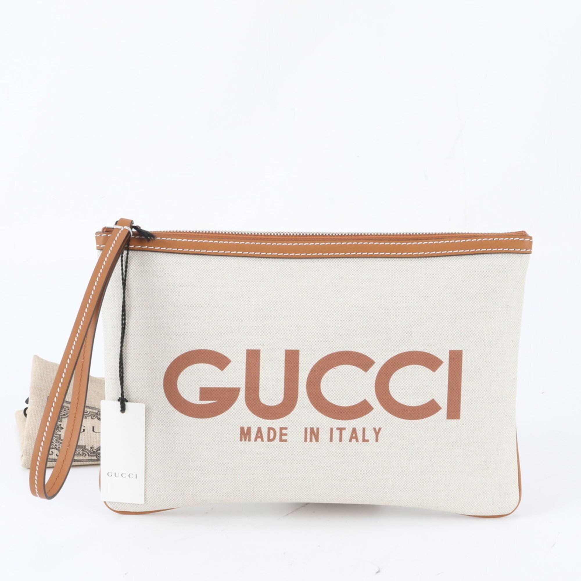 Gucci Beige Leather Canvas Handbag (Pre-Owned)