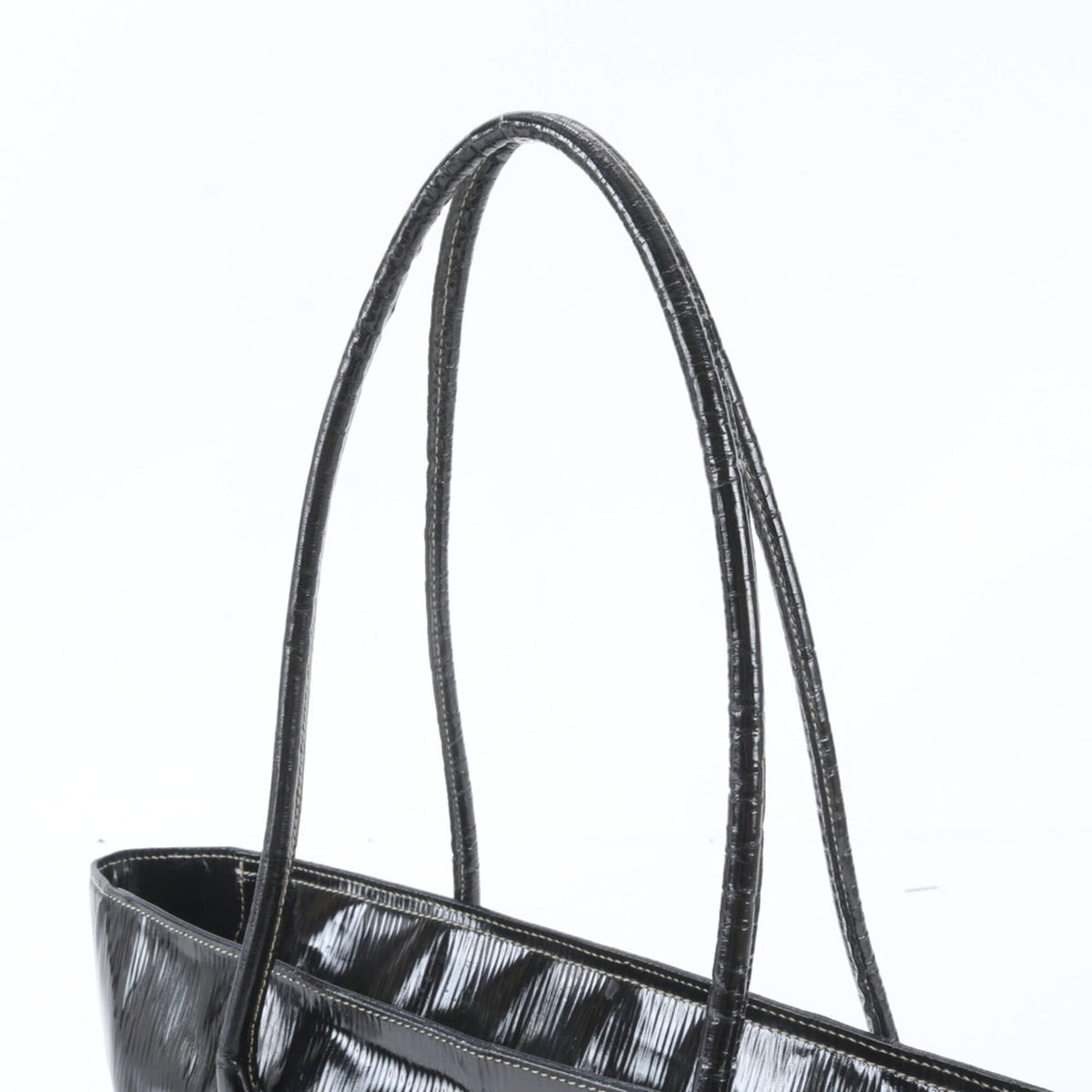 Prada Black Leather Coated Canvas Handbag Shoulder Bag Tote Bag (Pre-Owned)