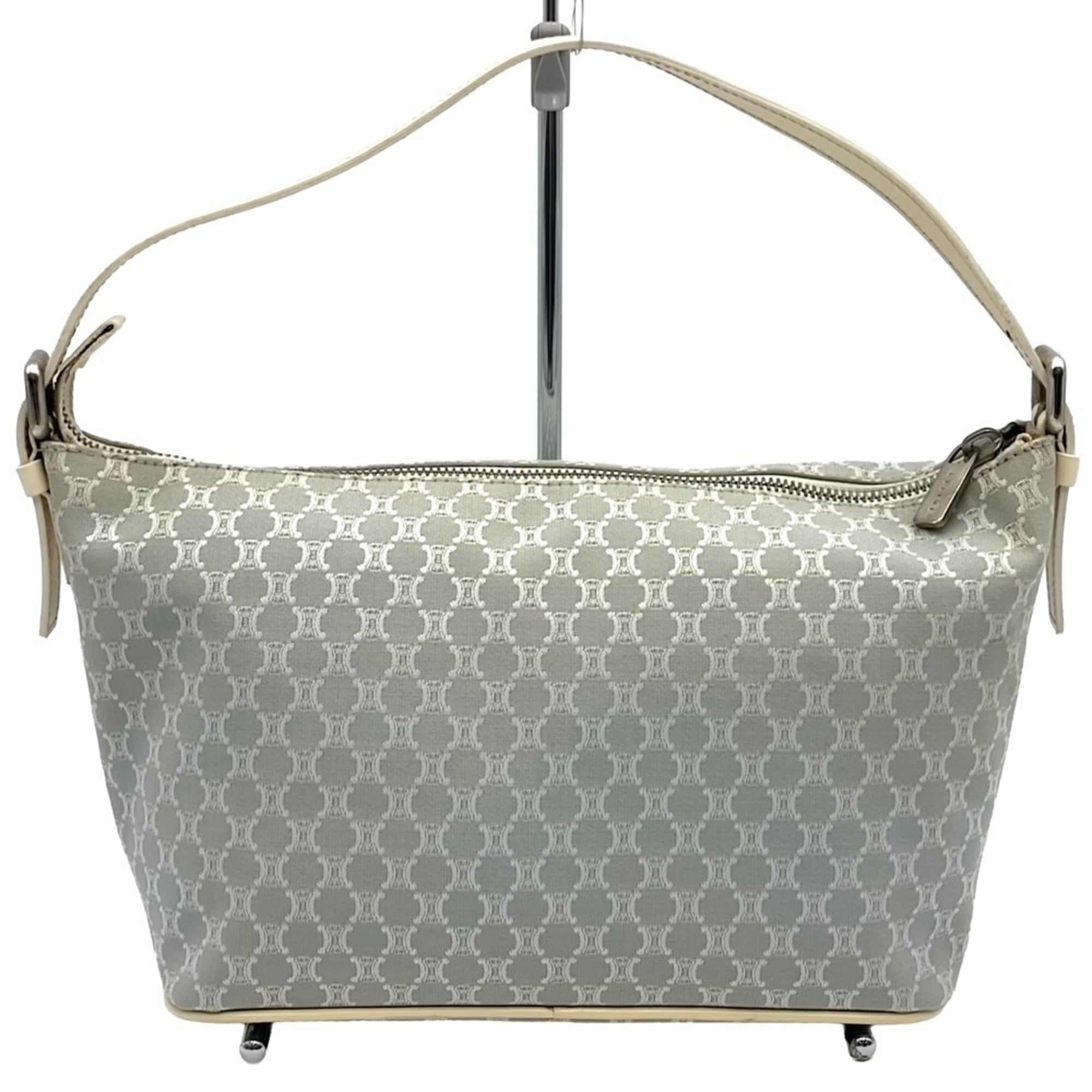 Celine Gray Canvas Handbag Shoulder Bag (Pre-Owned)