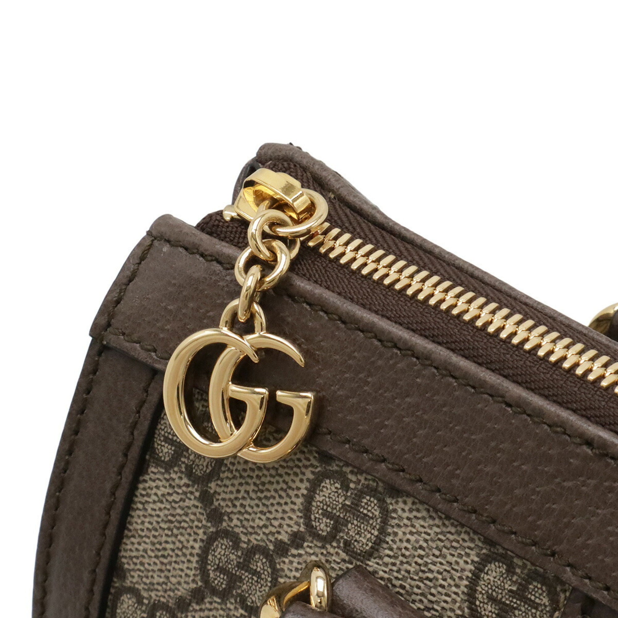 Gucci Beige Brown Green Red Color Gg Supreme Canvas Leather Handbag Shoulder Bag Tote Bag (Pre-Owned)