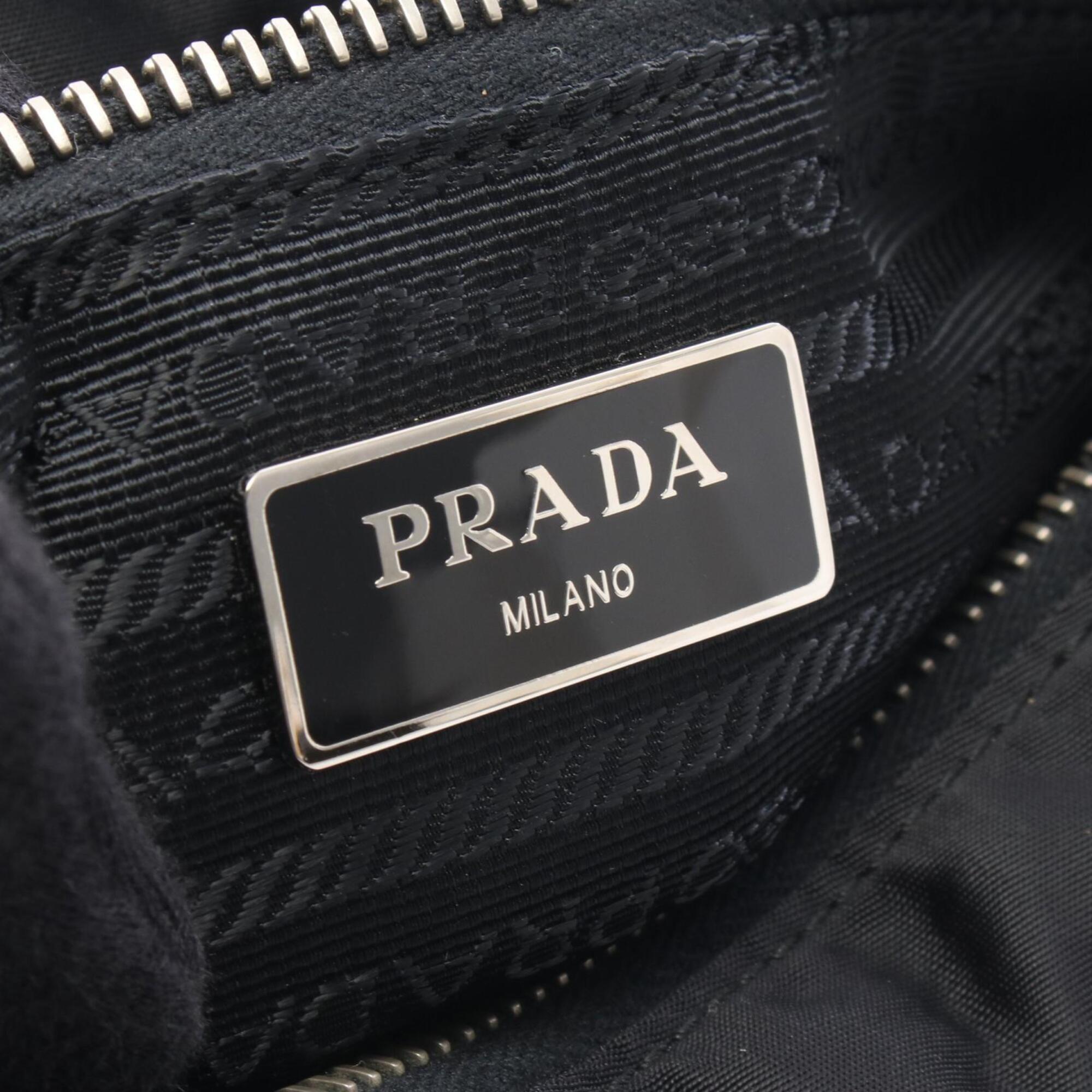Prada Black Nylon Leather Handbag Shoulder Bag (Pre-Owned)