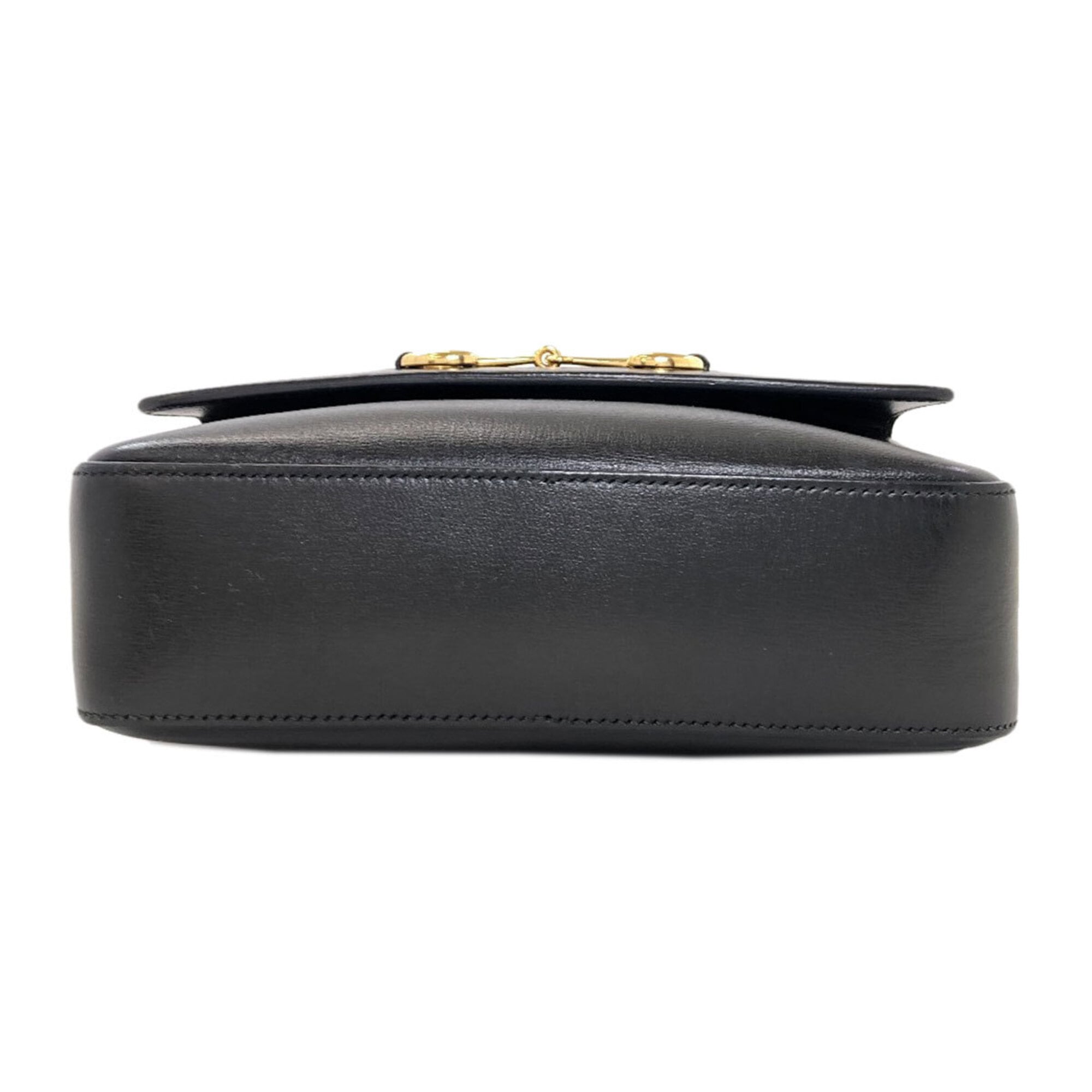 Gucci Horsebit Black Leather Shoulder Bag (Pre-Owned)