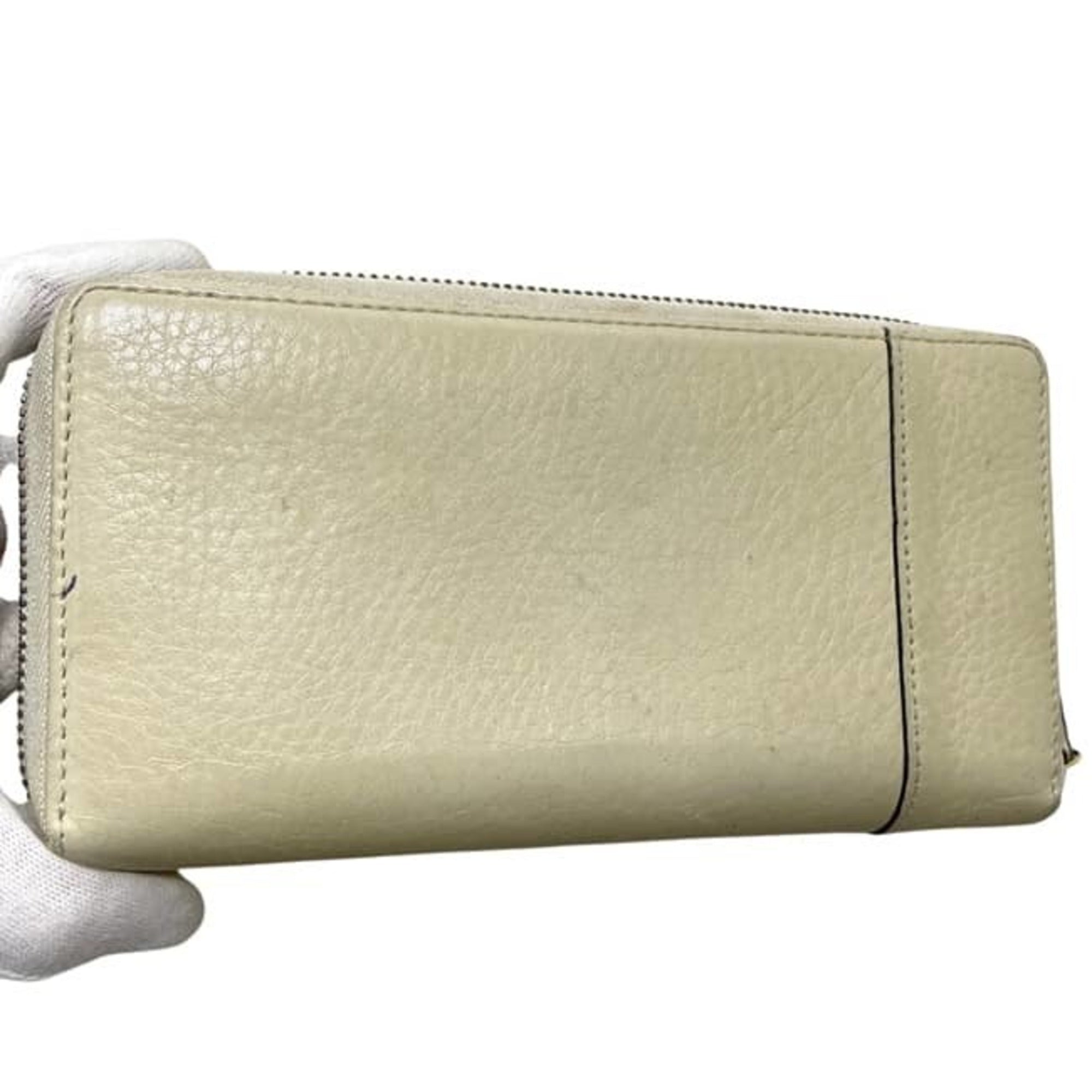 Gucci Beige Leather Long Wallet (Bi-Fold) (Pre-Owned)