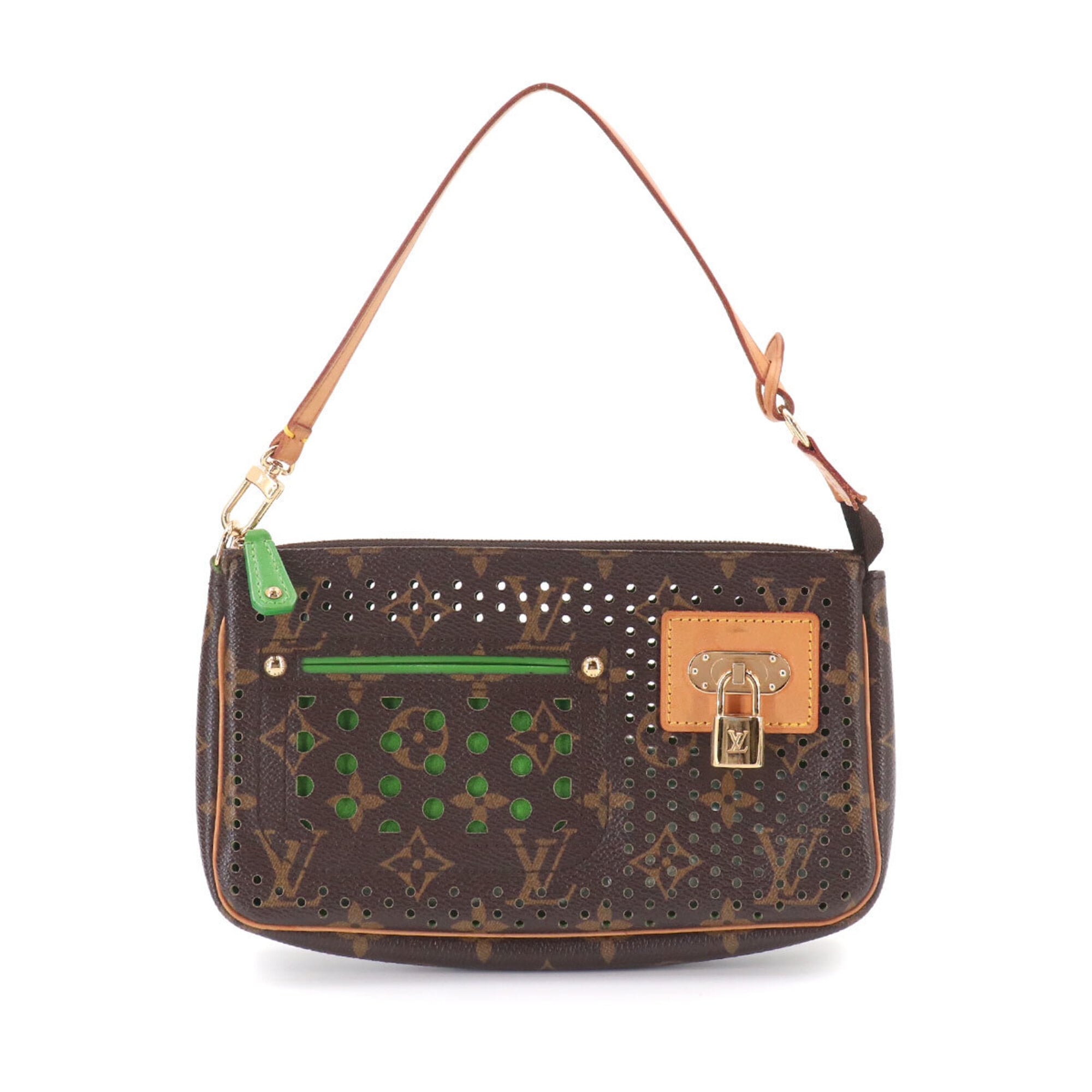 Louis Vuitton Monogram Vert Monogram Perforated Canvas Handbag Pochette (Pre-Owned)