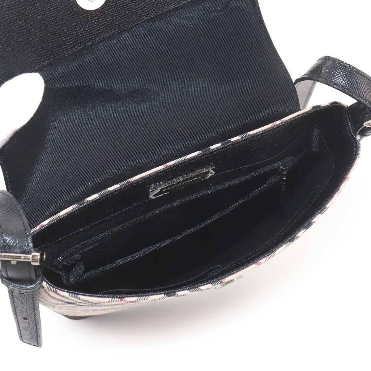Burberry Beige Black Canvas Leather Handbag Shoulder Bag (Pre-Owned)