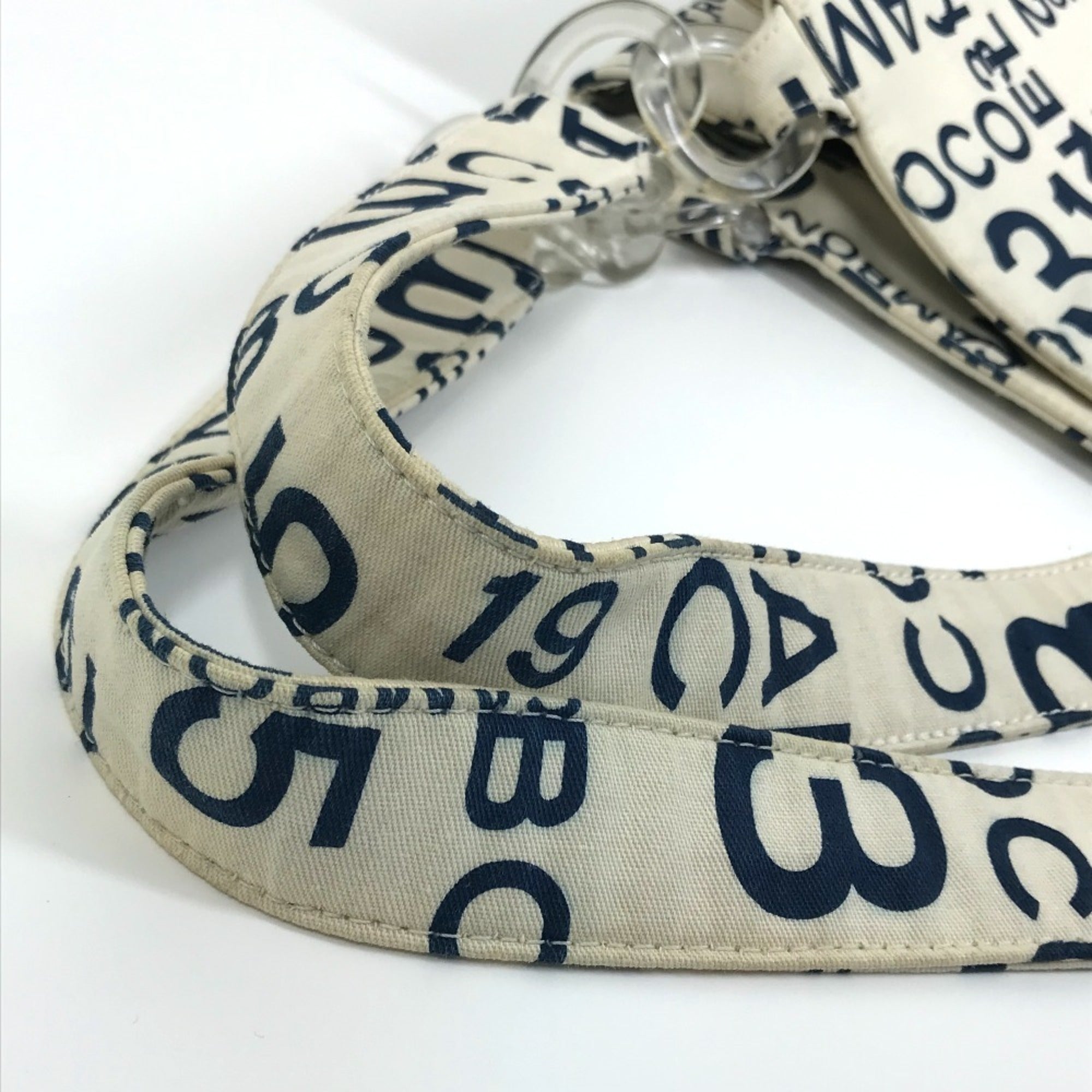 Chanel Navy White Canvas Shoulder Bag Tote Bag (Pre-Owned)