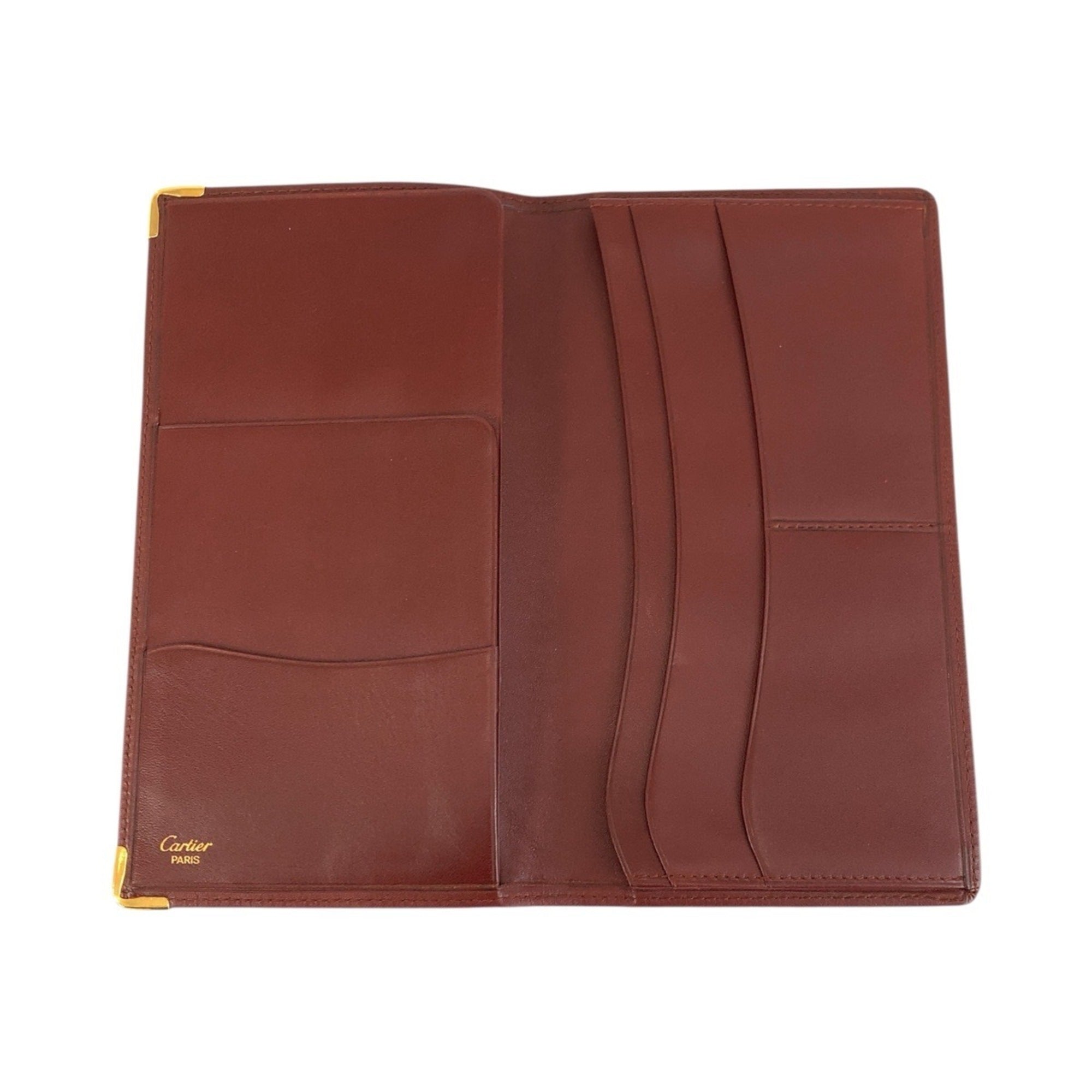Cartier Bordeaux Leather Long Bill Wallet (Bi-Fold) (Pre-Owned)