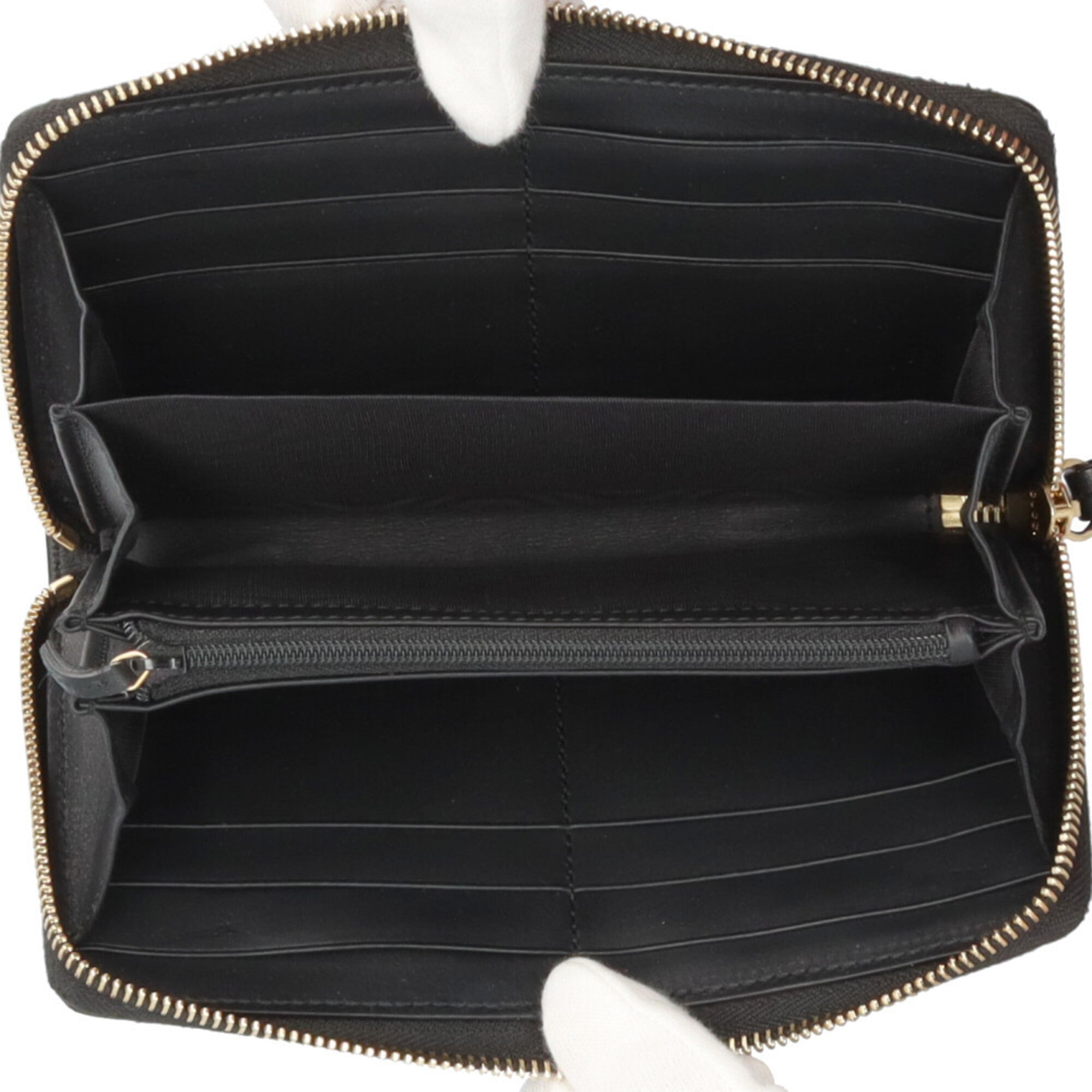 Gucci Beige Black Canvas Long Wallet (Bi-Fold) (Pre-Owned)