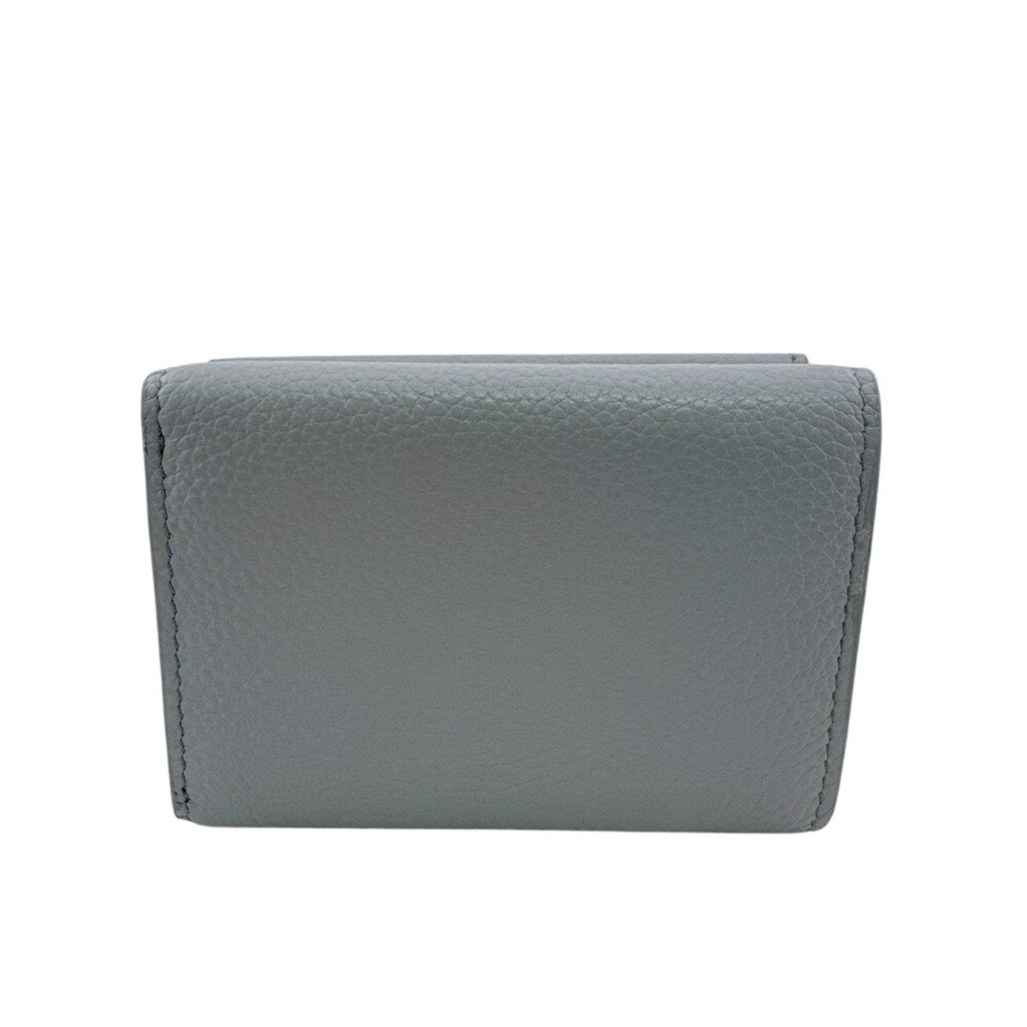 Miu Miu Blue Light Blue Gray Leather Wallet (Tri-Fold) (Pre-Owned)