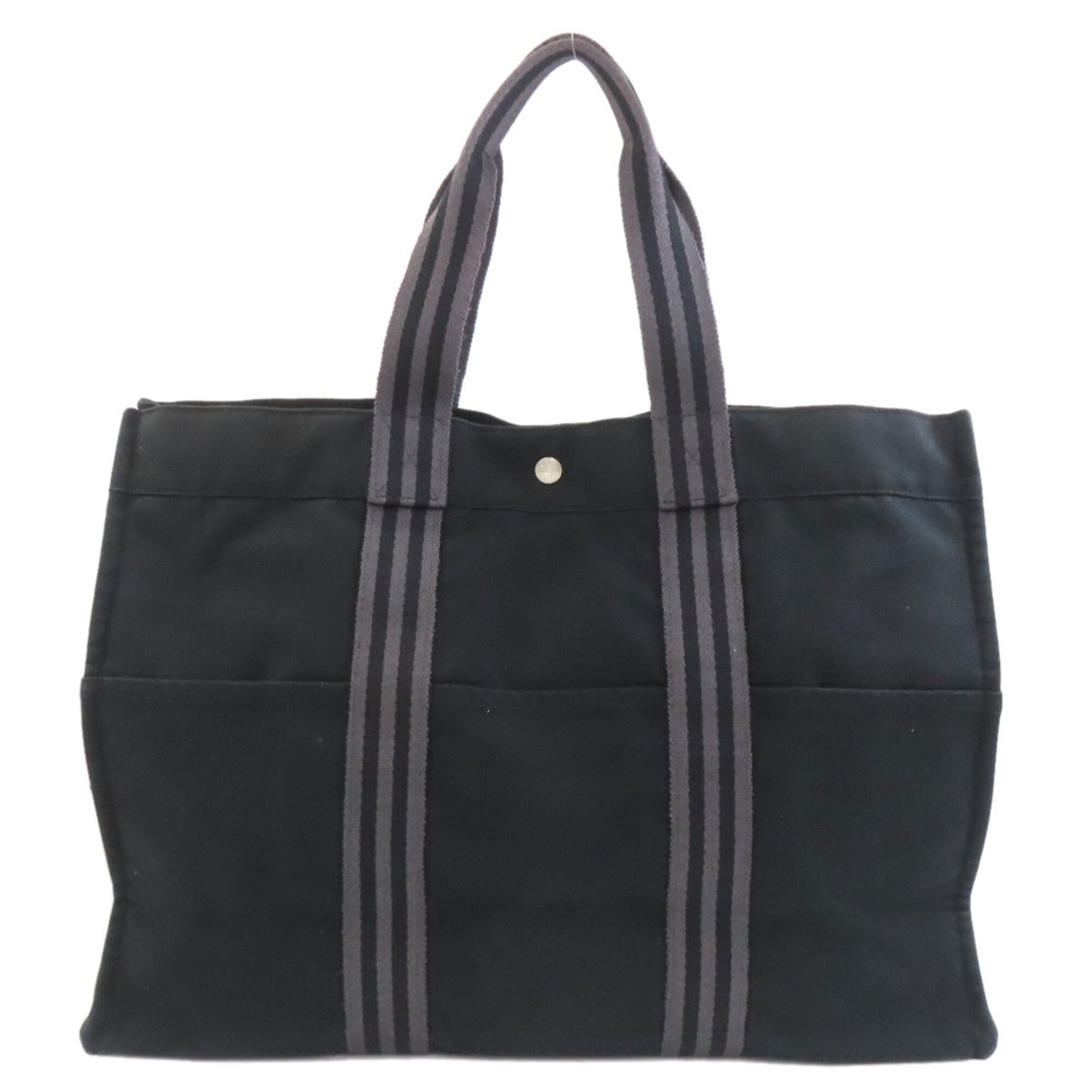 Hermes Black Gray Canvas Tote Bag (Pre-Owned)