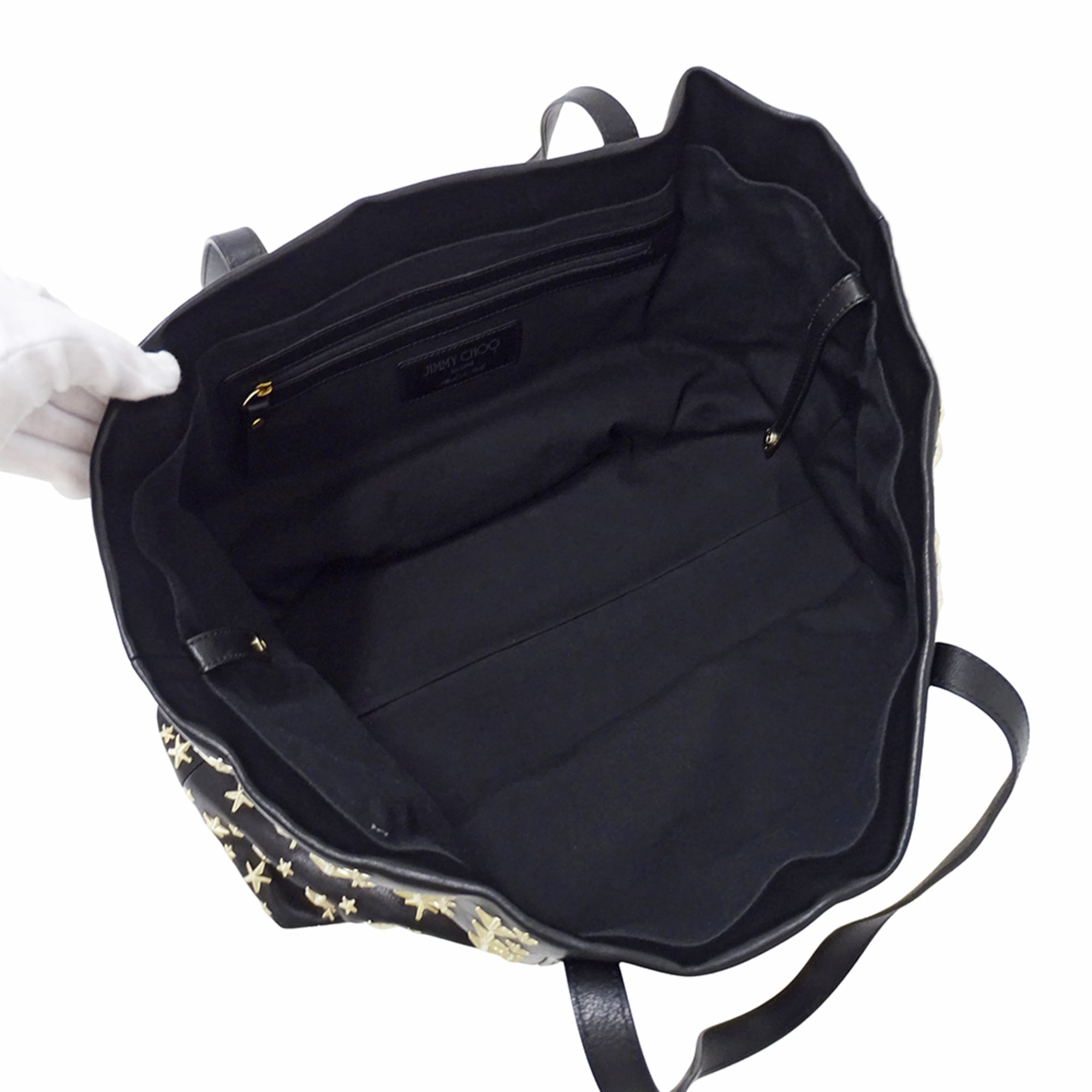 Jimmy Choo Black Leather Handbag Tote Bag (Pre-Owned)