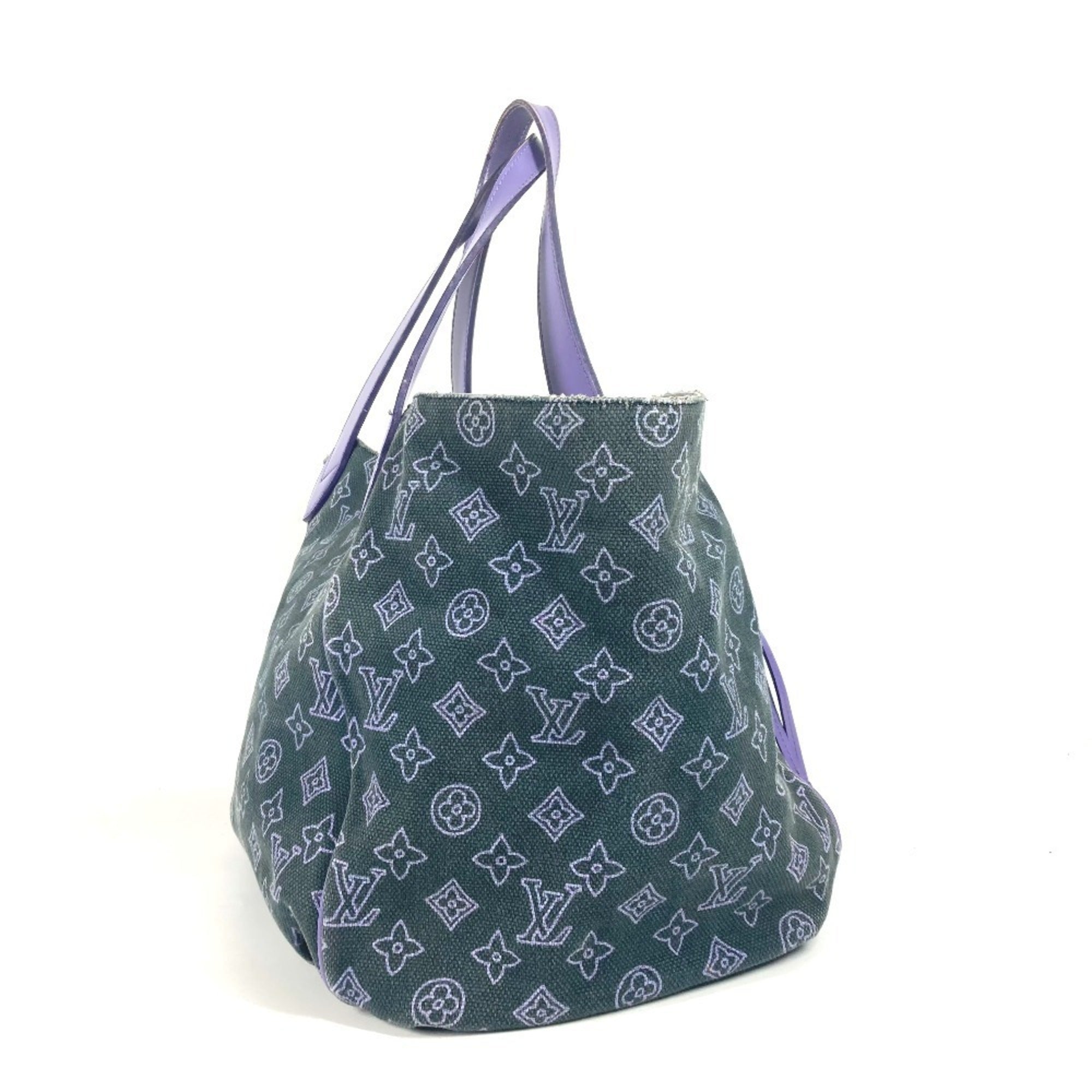 Louis Vuitton Purple Leather Canvas Shoulder Bag Tote Bag (Pre-Owned)