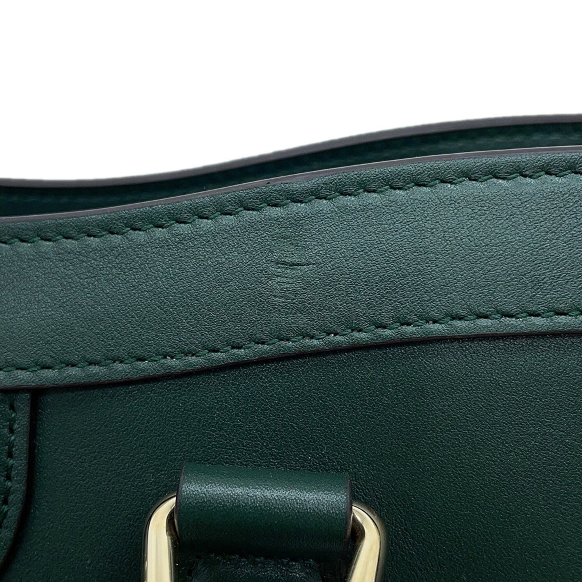 Gucci Green Leather Handbag Tote Bag (Pre-Owned)