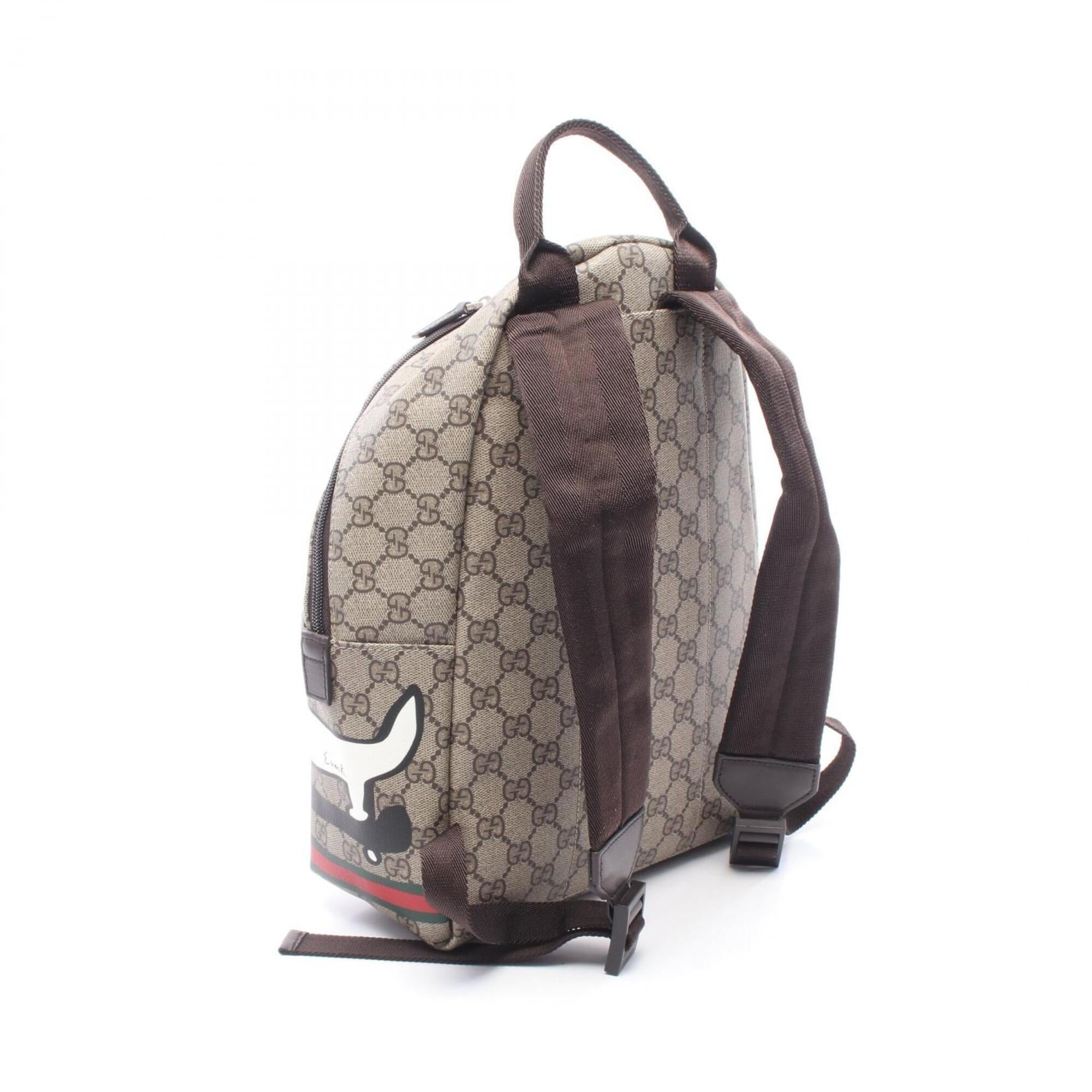 Gucci Beige Brown Multi-Color Pvc Leather Backpack Handbag (Pre-Owned)