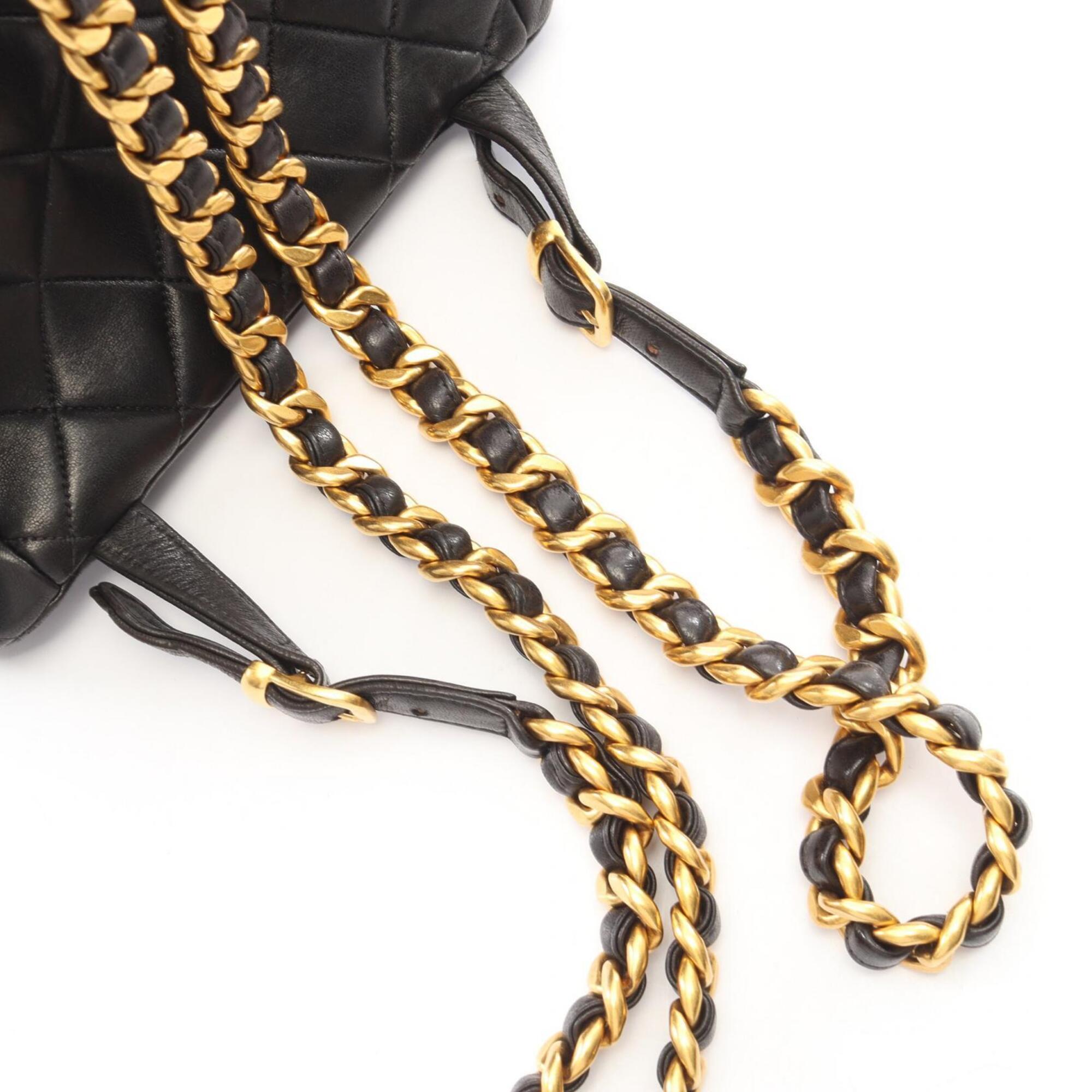 Chanel Black Leather Backpack Handbag (Pre-Owned)