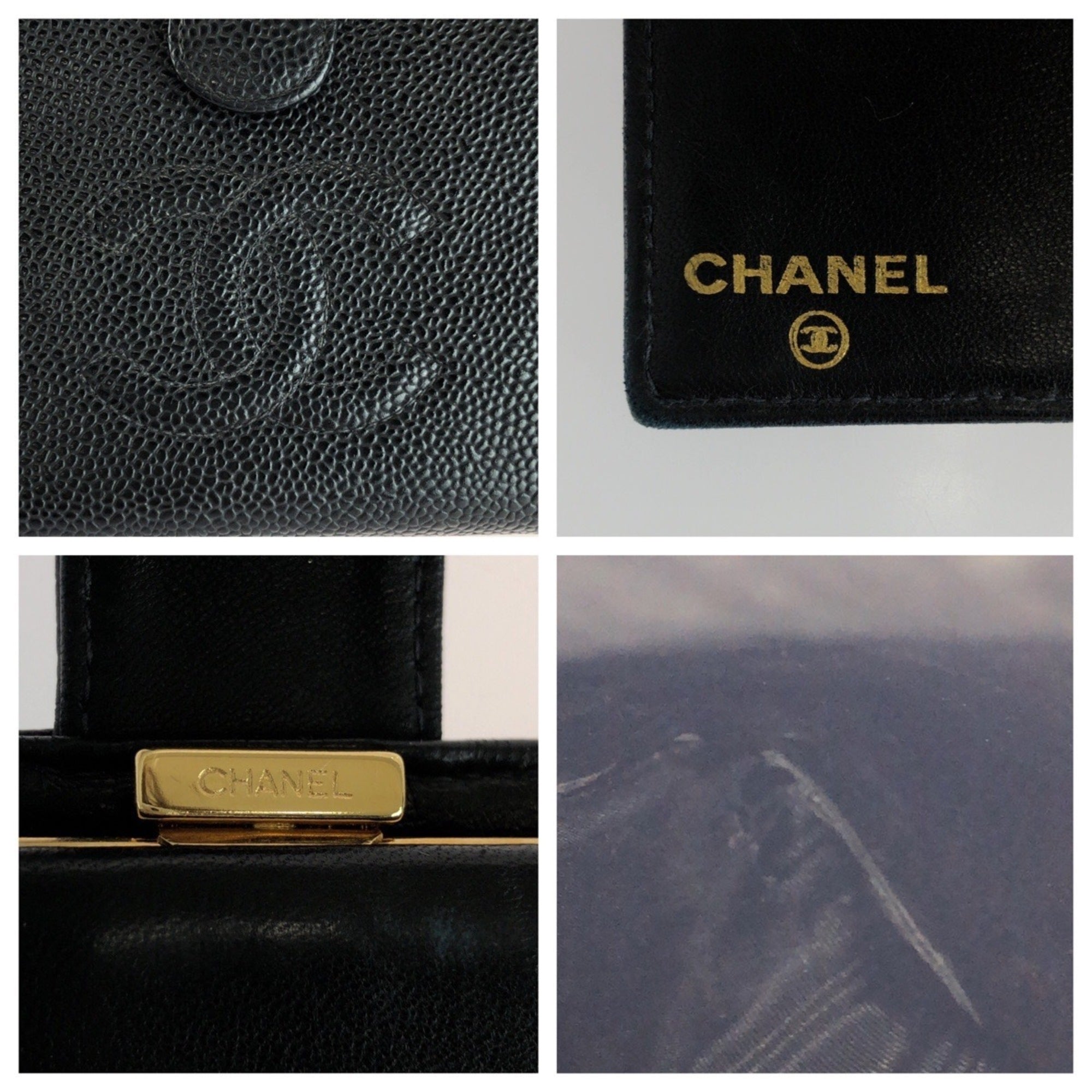Chanel Black Leather Middle Wallet (Bi-Fold) (Pre-Owned)