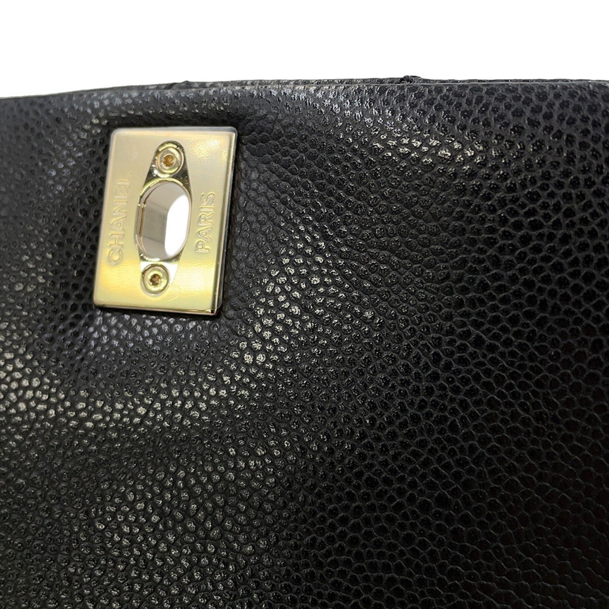Chanel Black Grained Calfskin Handbag (Pre-Owned)