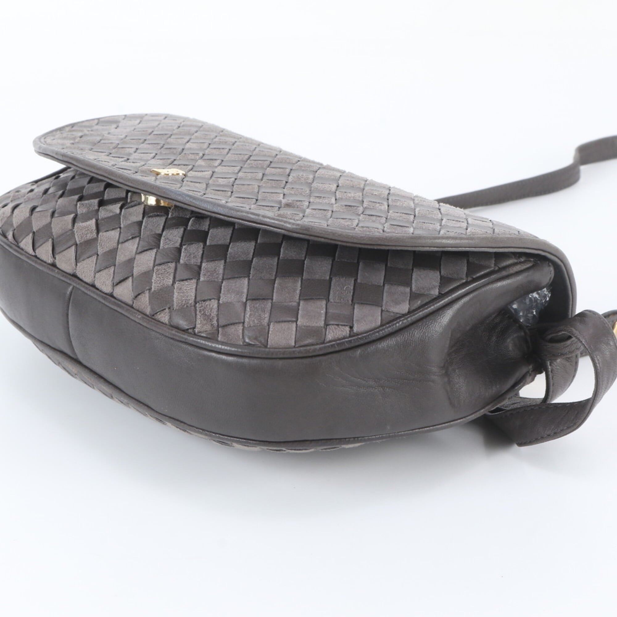 Bally Gray Leather Crossbody Bag Shoulder Bag (Pre-Owned)