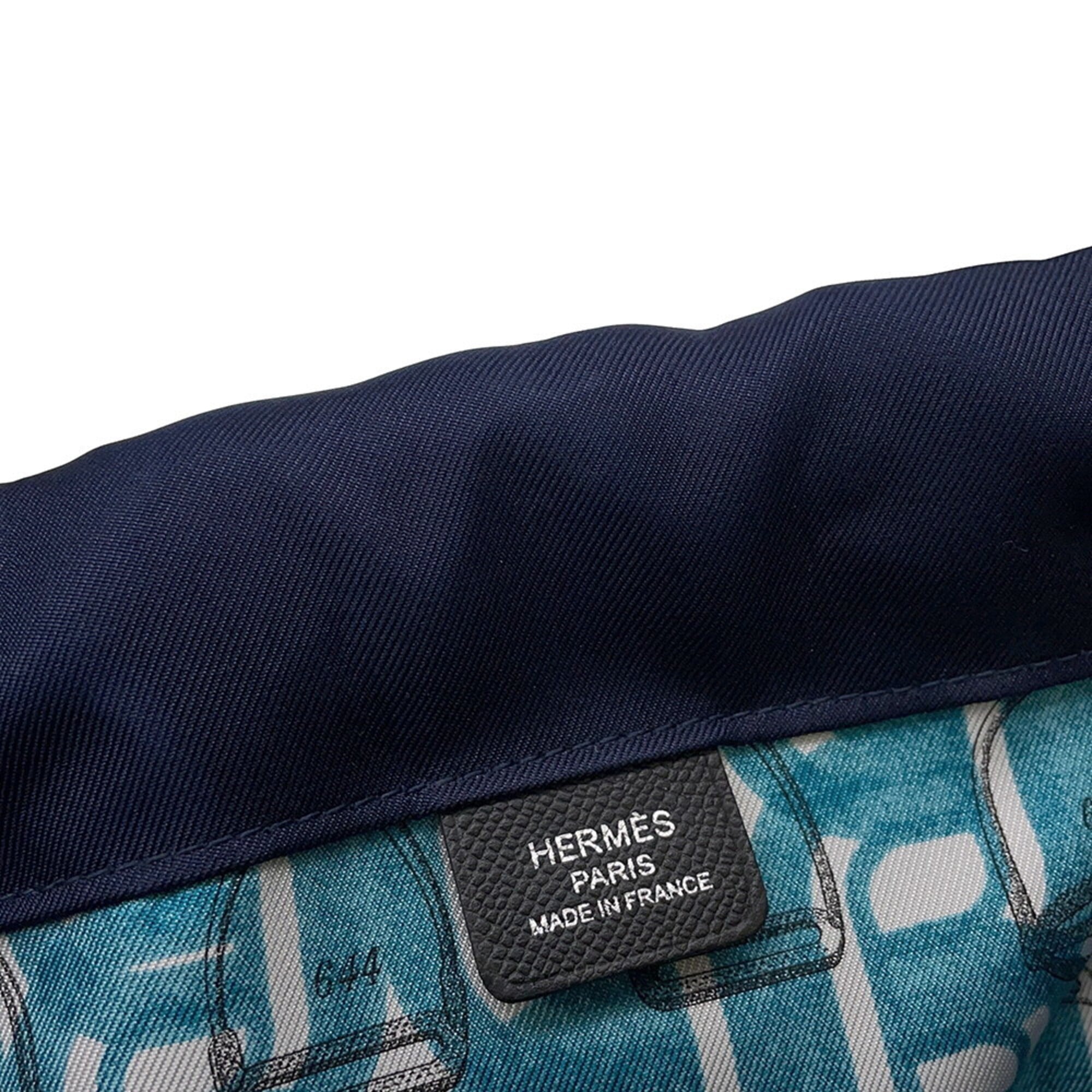 Hermes Kara Black Navy Silk Handbag (Pre-Owned)