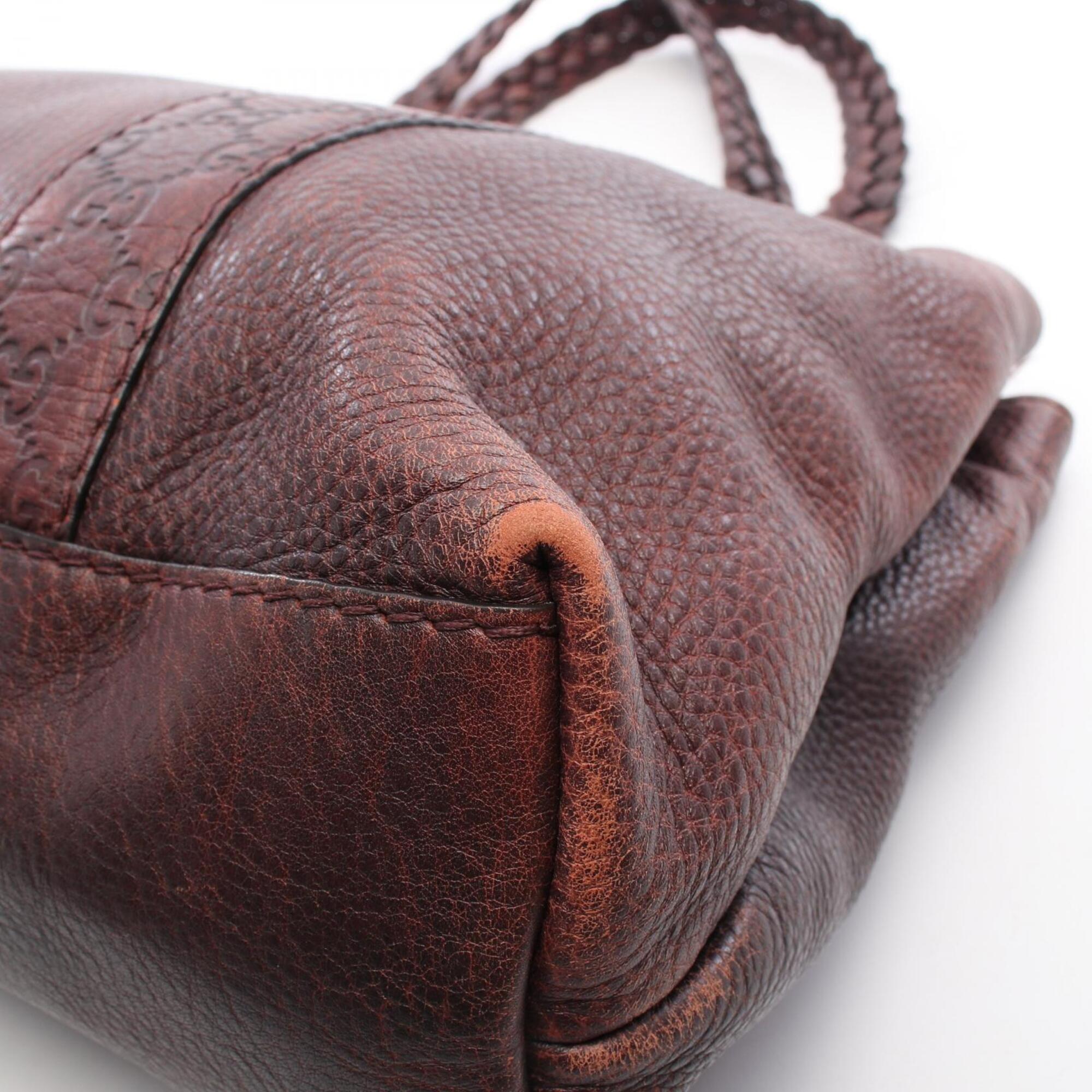 Gucci Bordeaux Leather Handbag Tote Bag (Pre-Owned)