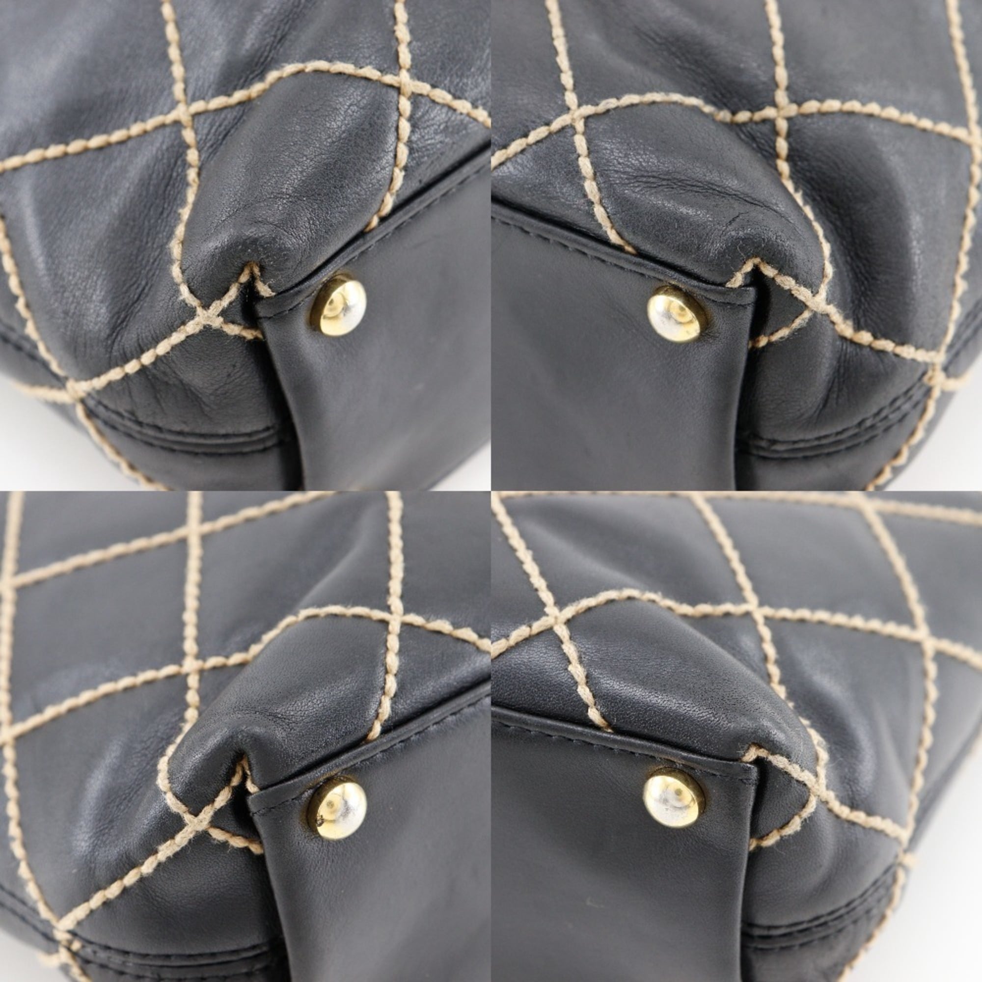 Chanel Wild Stitch Black Leather Handbag (Pre-Owned)