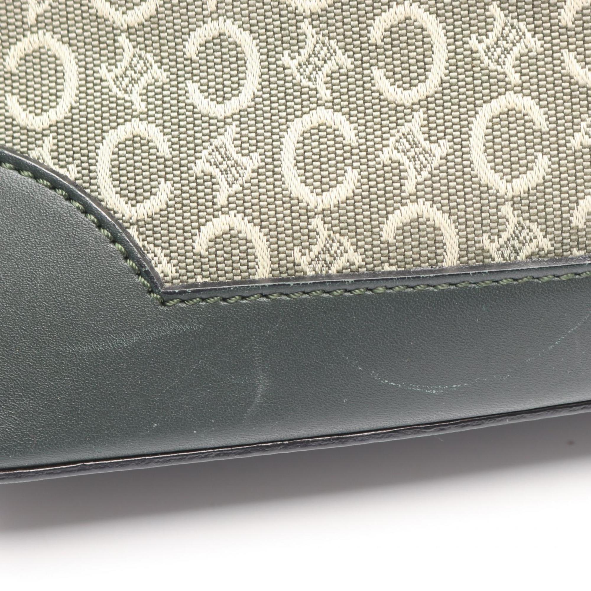 Celine Green Canvas Leather Shoulder Bag (Pre-Owned)