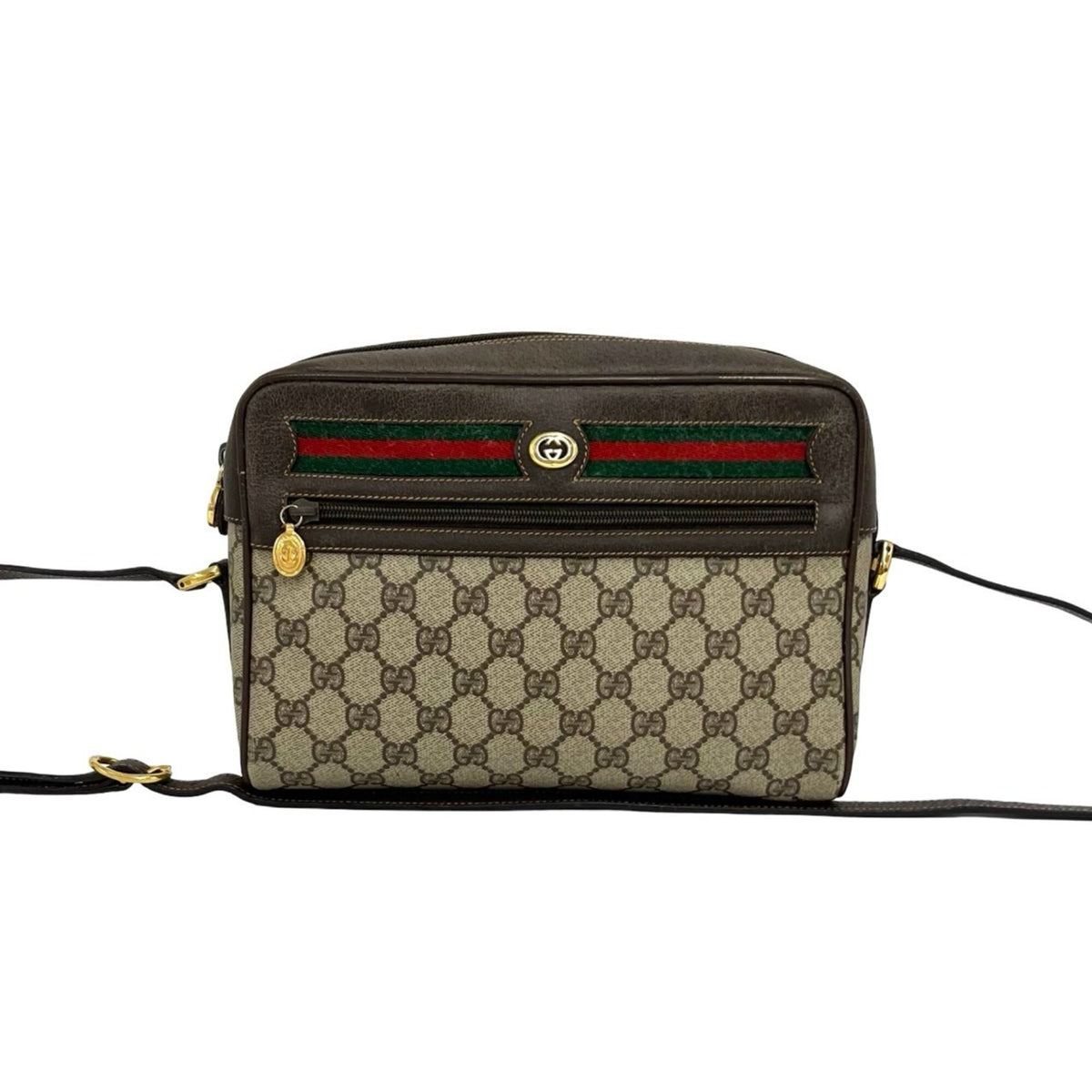 Gucci Brown Green Red Color Leather Pvc Pochette Shoulder Bag (Pre-Owned)