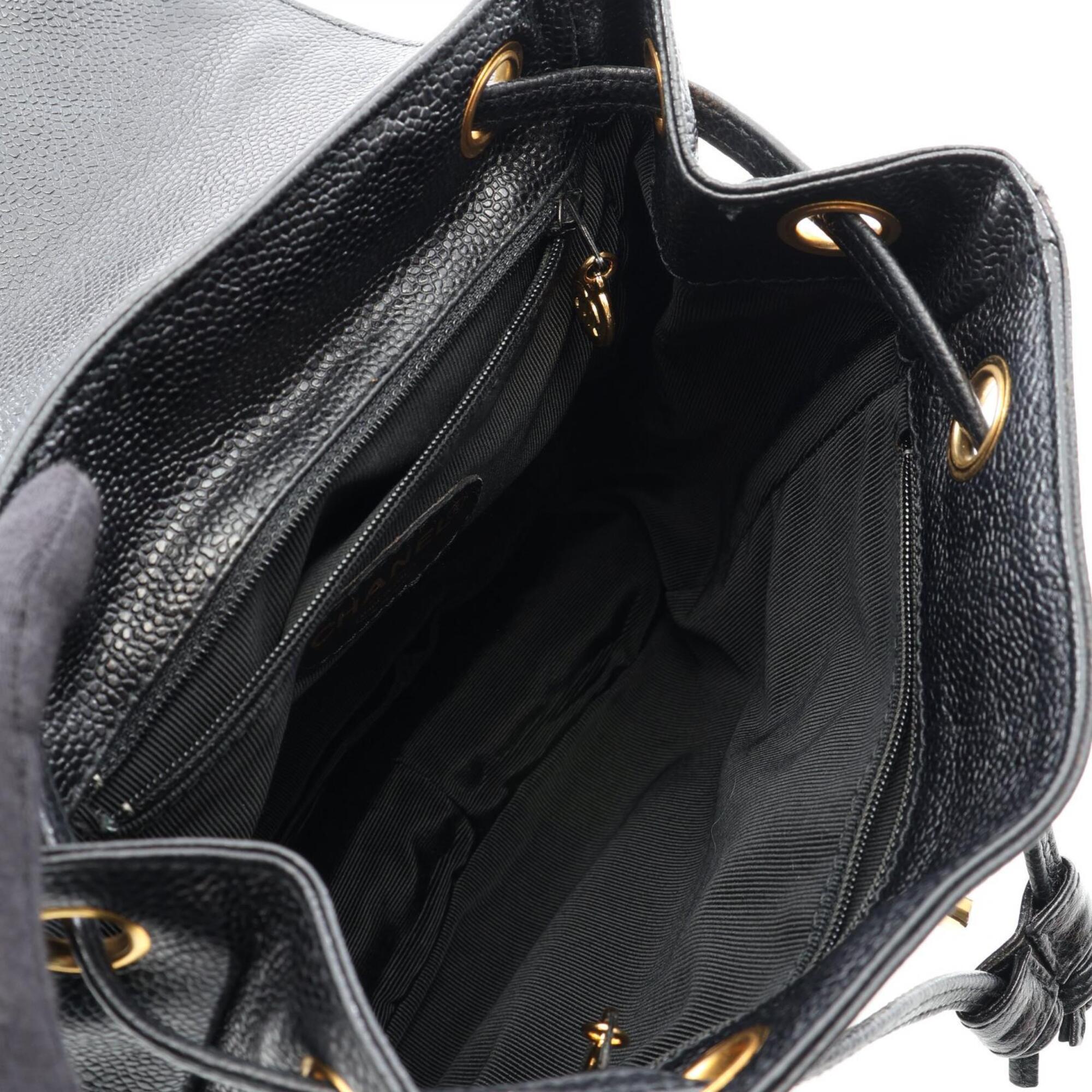 Chanel Black Grained Calfskin Backpack Handbag (Pre-Owned)