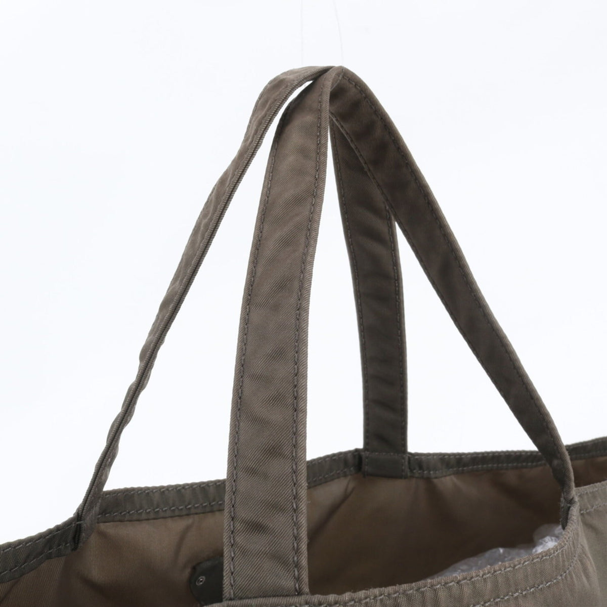 Prada Khaki Leather Nylon Tote Bag (Pre-Owned)