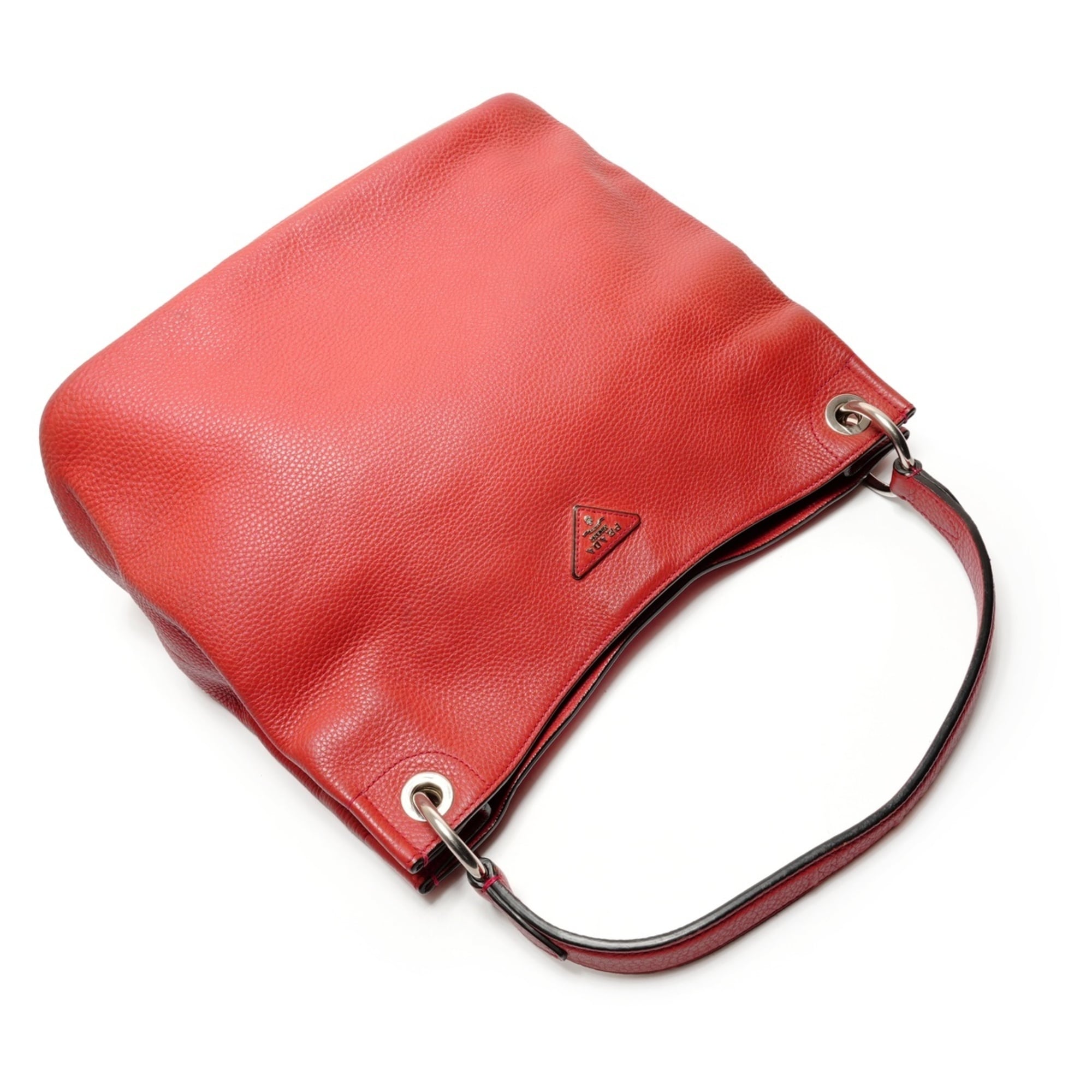 Prada Red Color Leather Shoulder Bag (Pre-Owned)