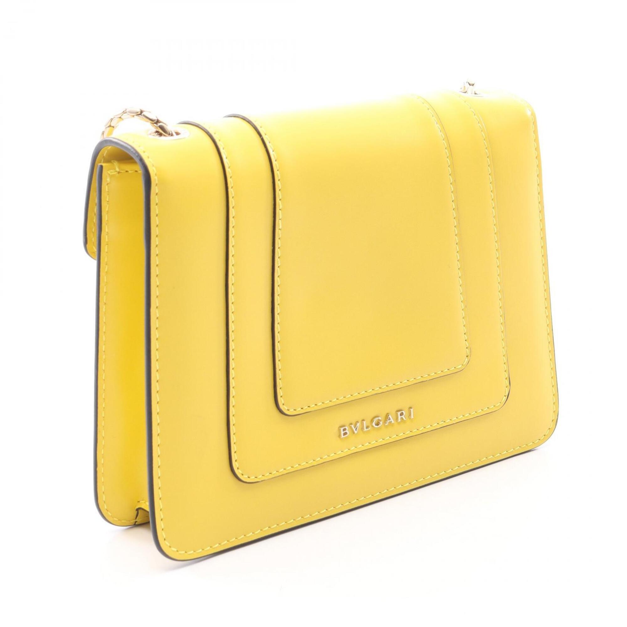 Bvlgari Yellow Leather Handbag Shoulder Bag (Pre-Owned)
