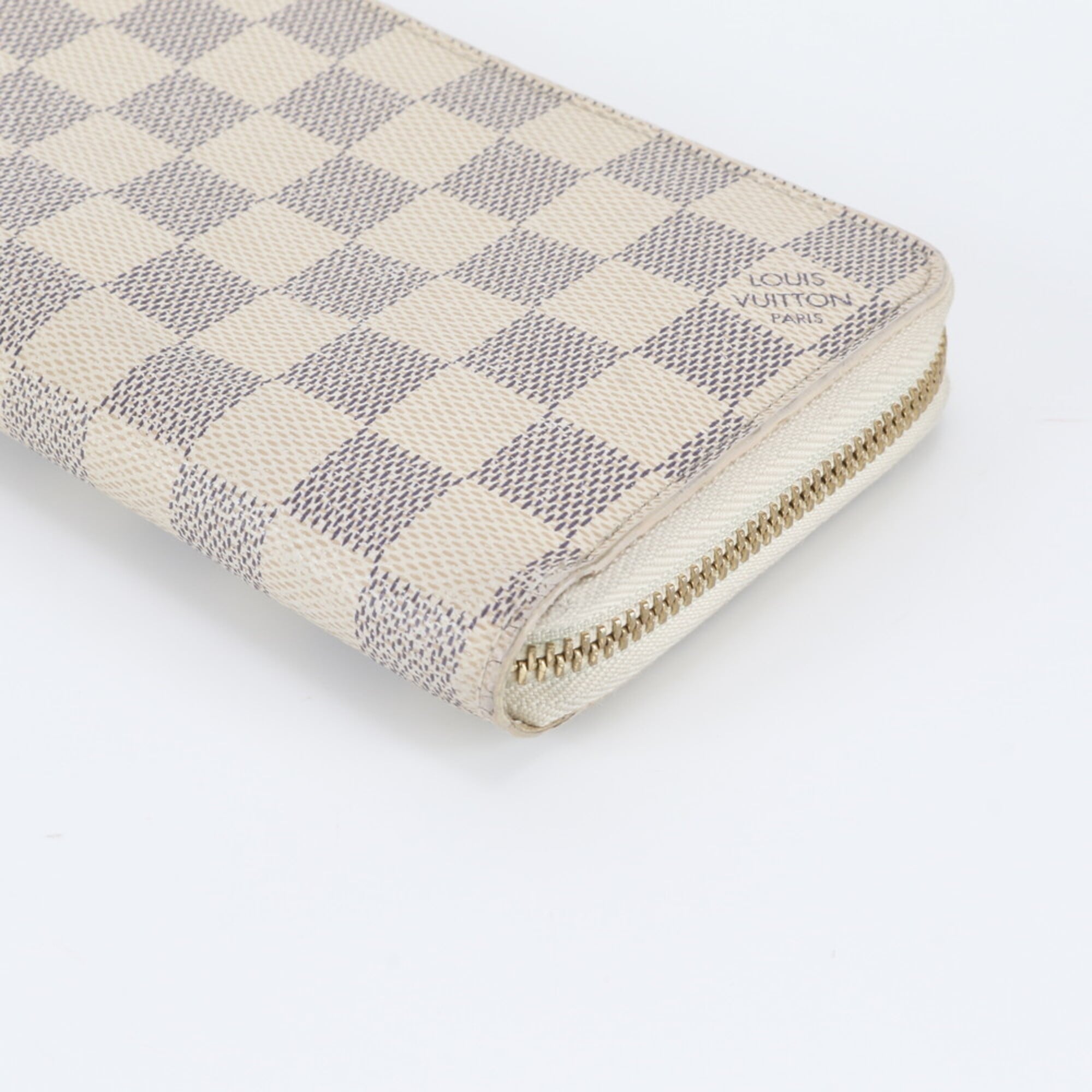 Louis Vuitton White Leather Coated Canvas Long Wallet (Bi-Fold) (Pre-Owned)