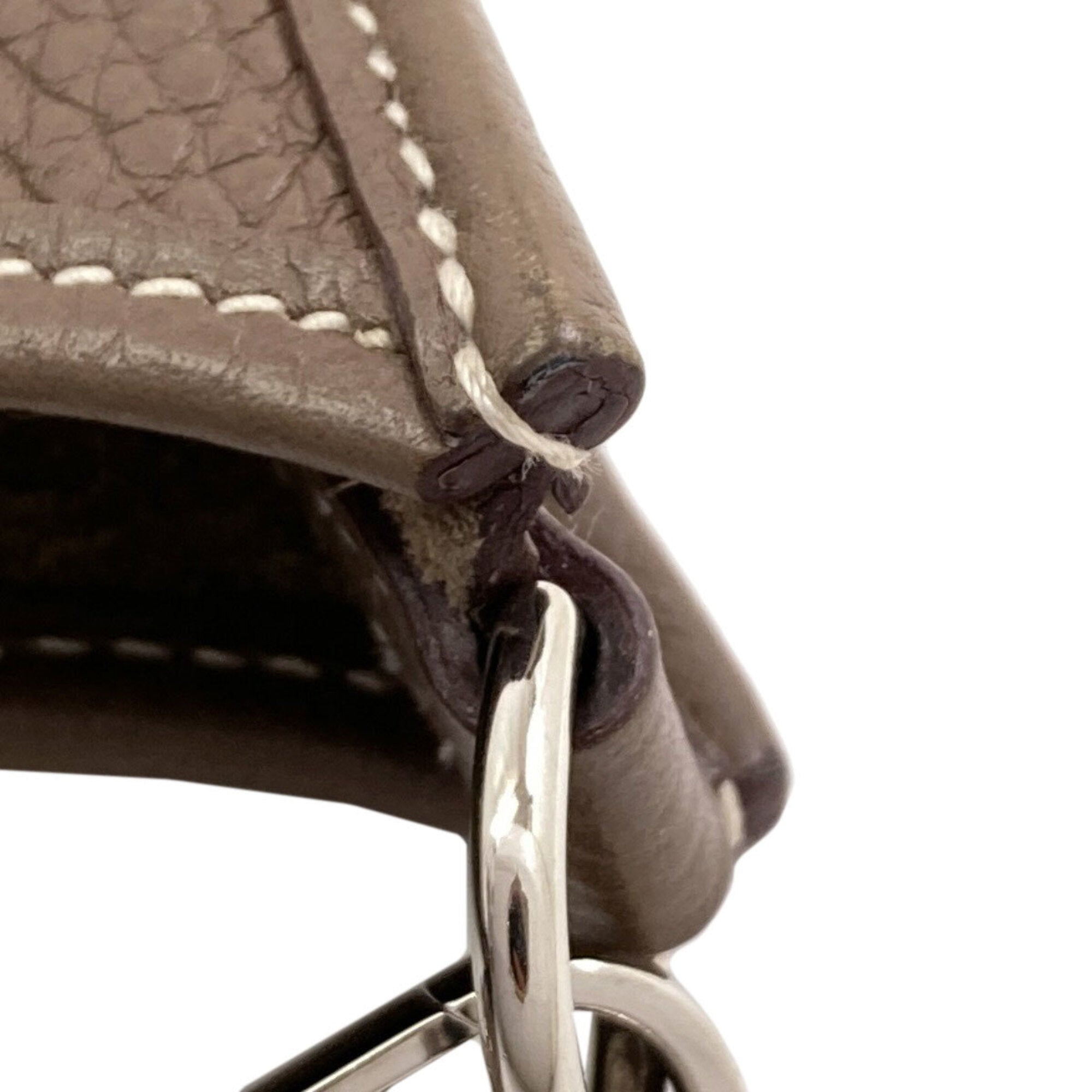 Hermes Etoupe Gray Taurillon Clemence Leather Shoulder Bag (Pre-Owned)