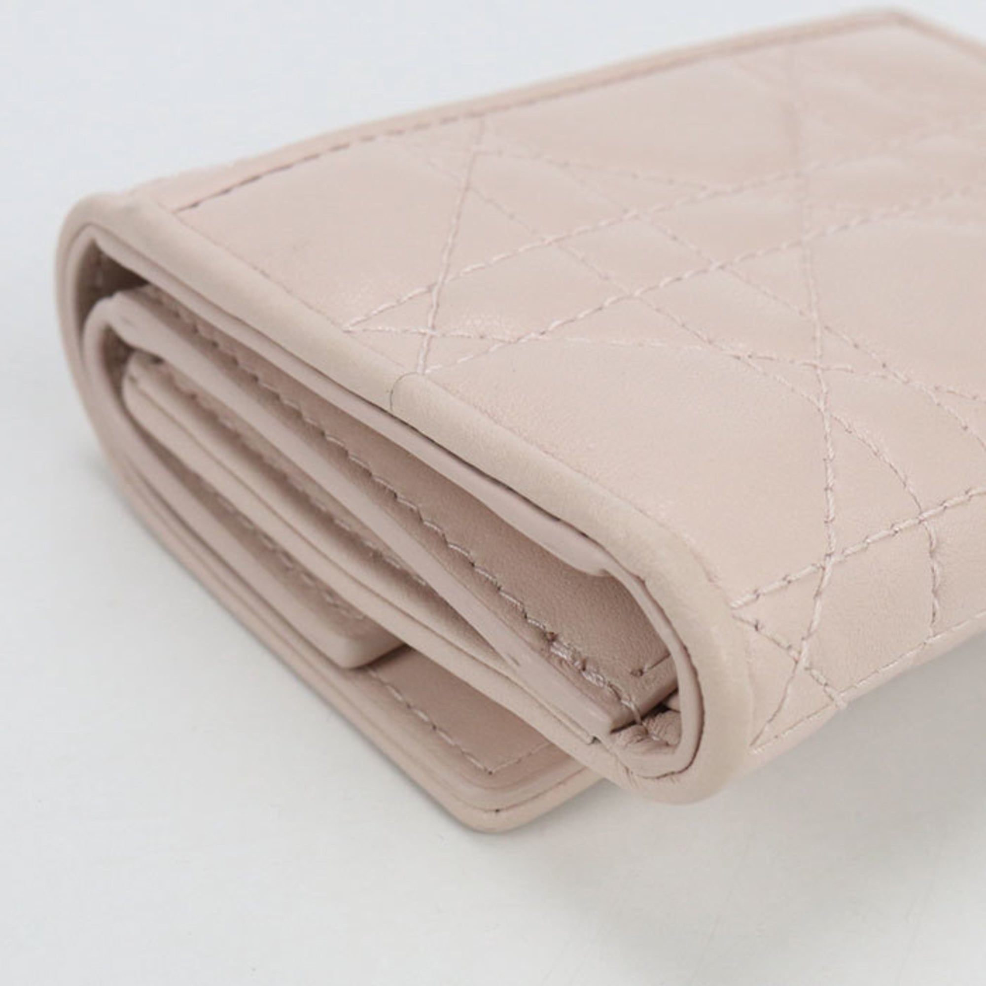 Christian Dior Lady Dior Pink Leather Wallet (Tri-Fold) (Pre-Owned)