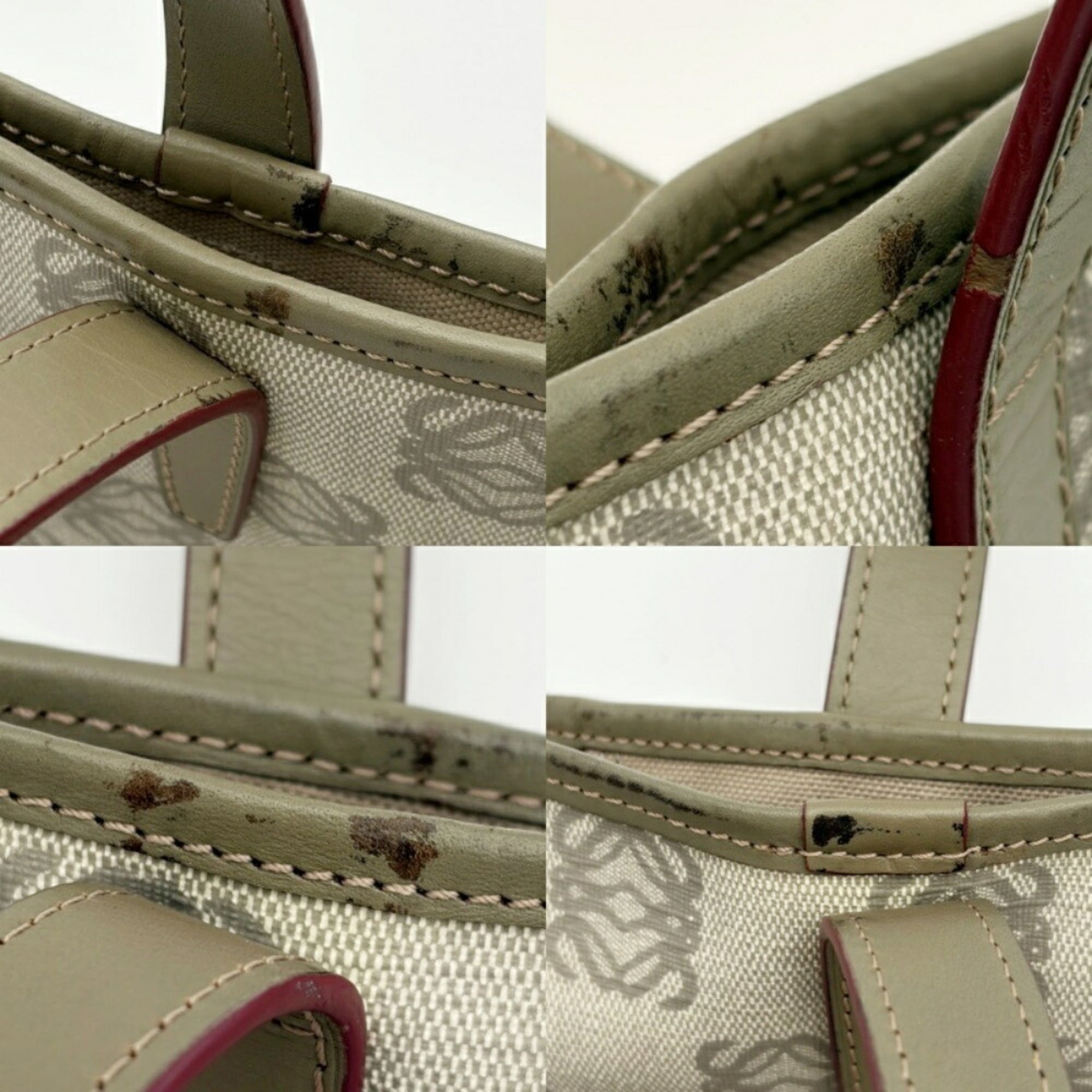 Loewe Gray Khaki Leather Pvc Handbag Tote Bag (Pre-Owned)