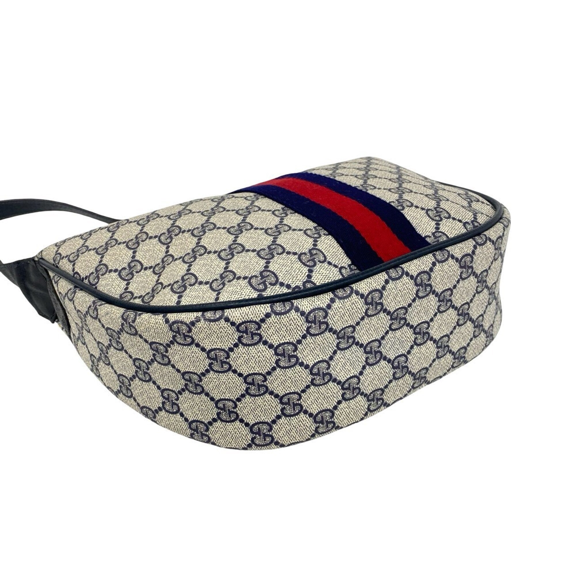 Gucci Navy Red Color Leather Pvc Shoulder Bag (Pre-Owned)