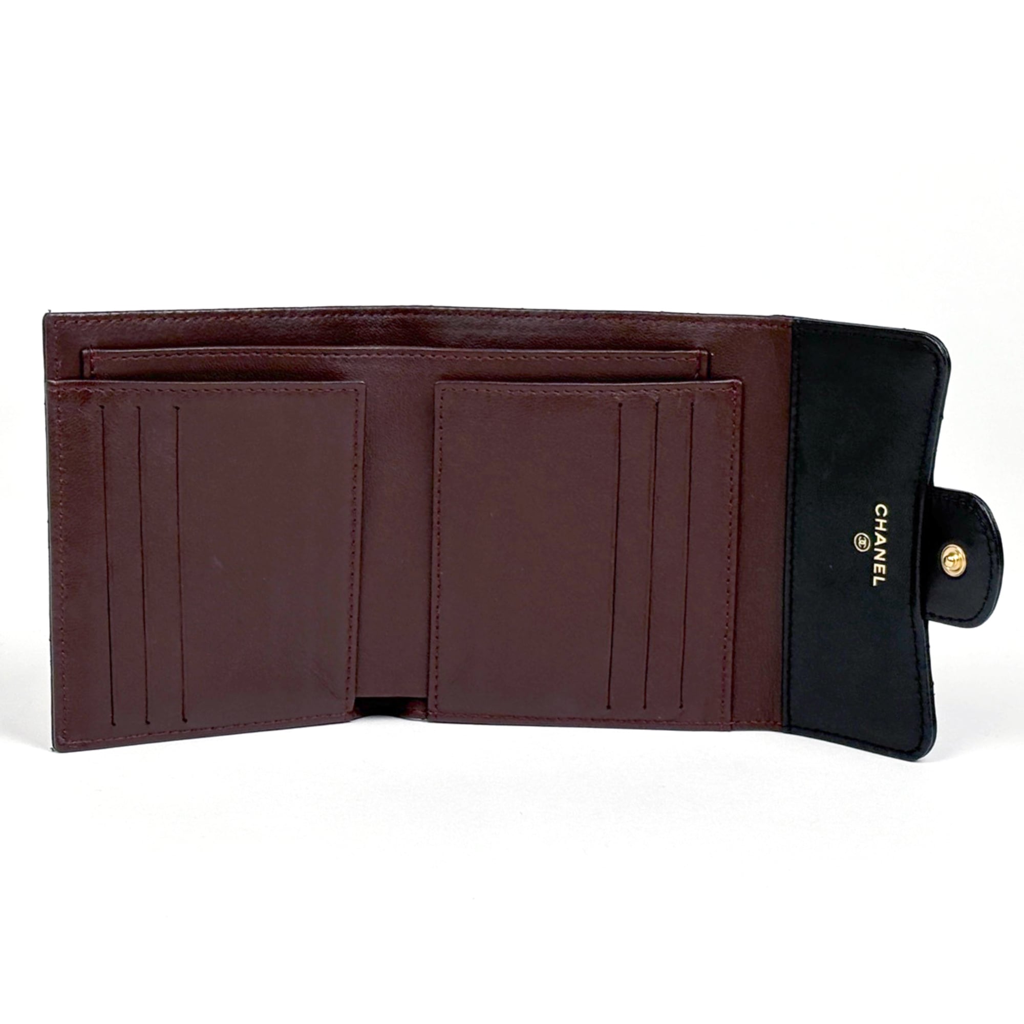 Chanel Black Leather Wallet (Tri-Fold) (Pre-Owned)