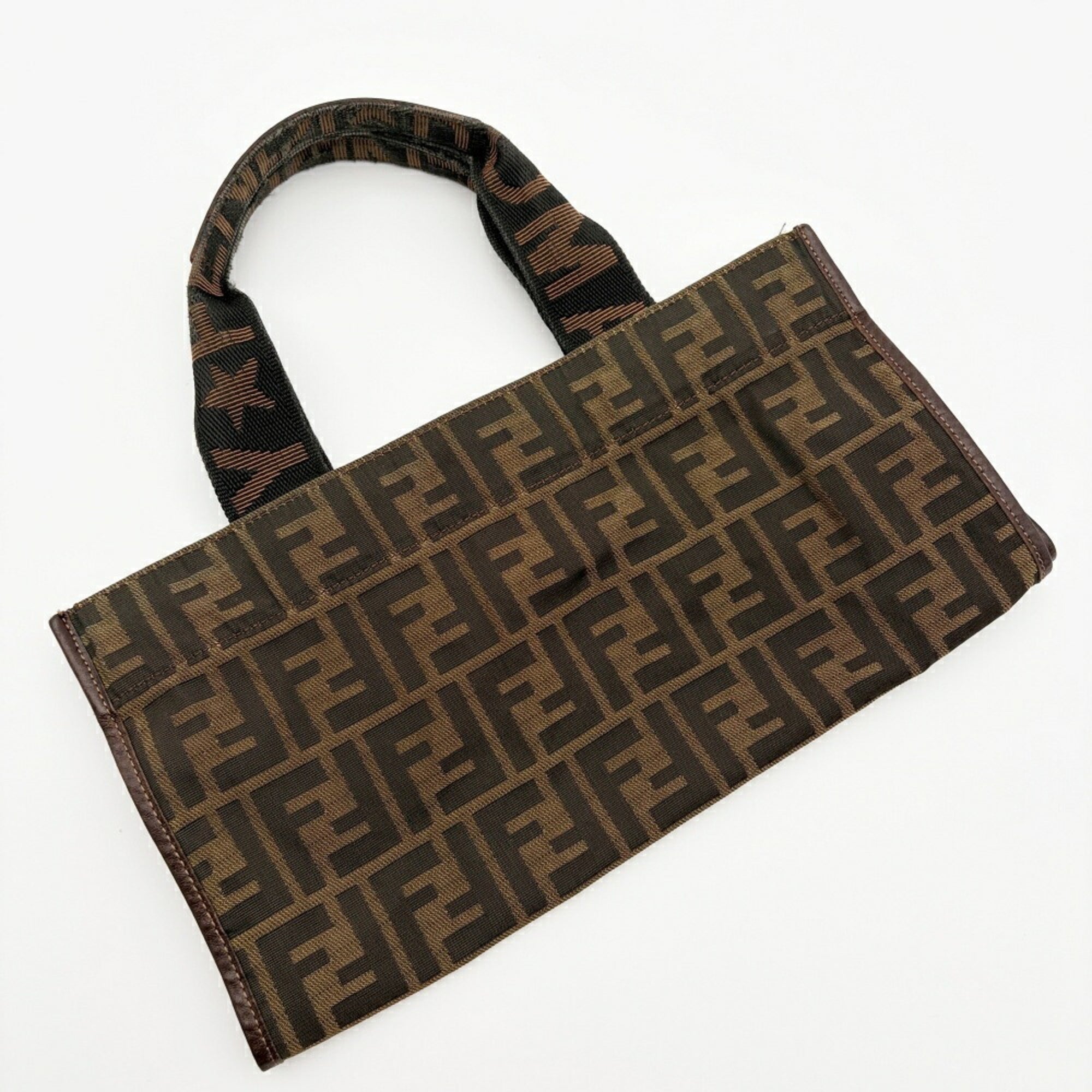 Fendi Brown Canvas Leather Tote Bag (Pre-Owned)