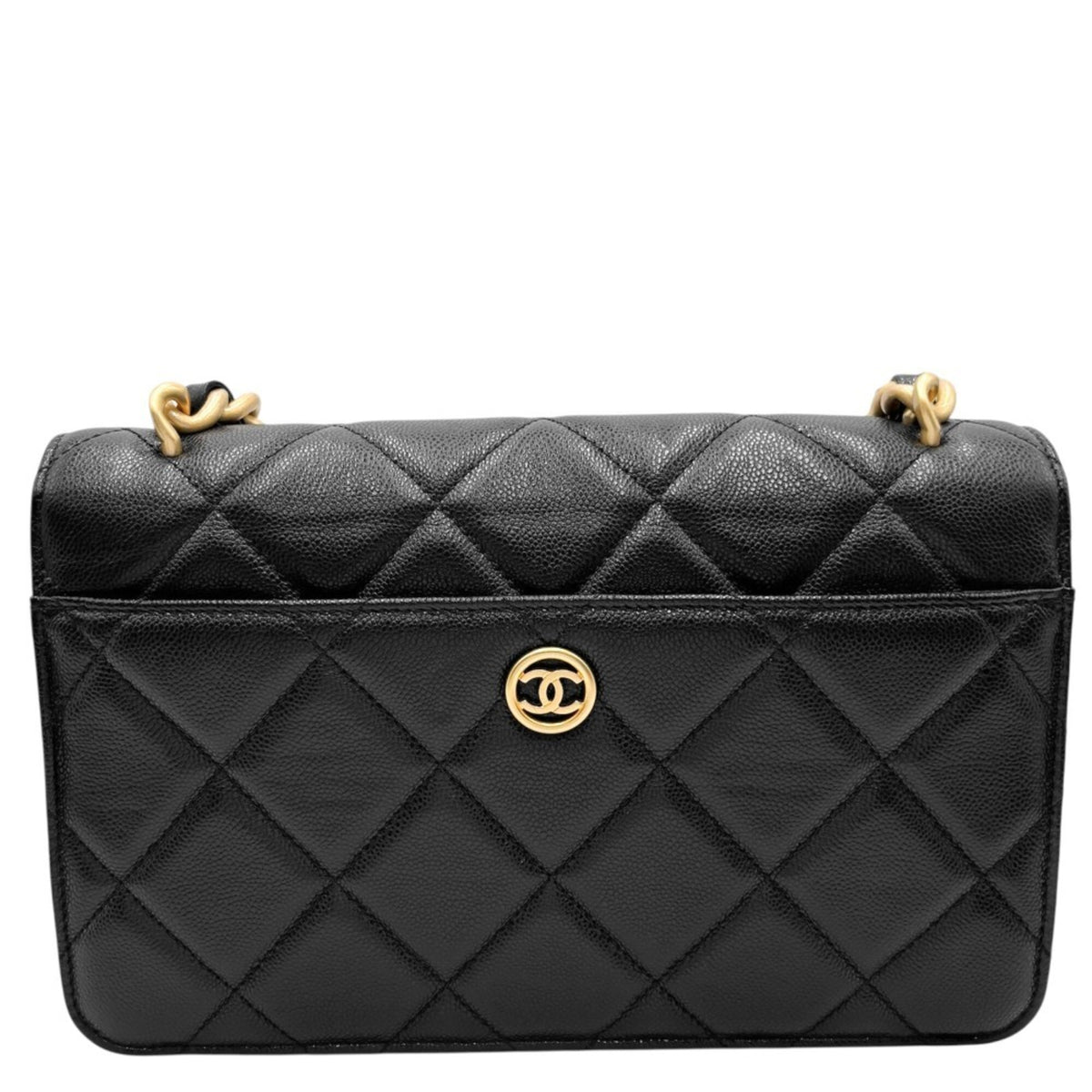 Chanel Black Grained Calfskin Shoulder Bag (Pre-Owned)