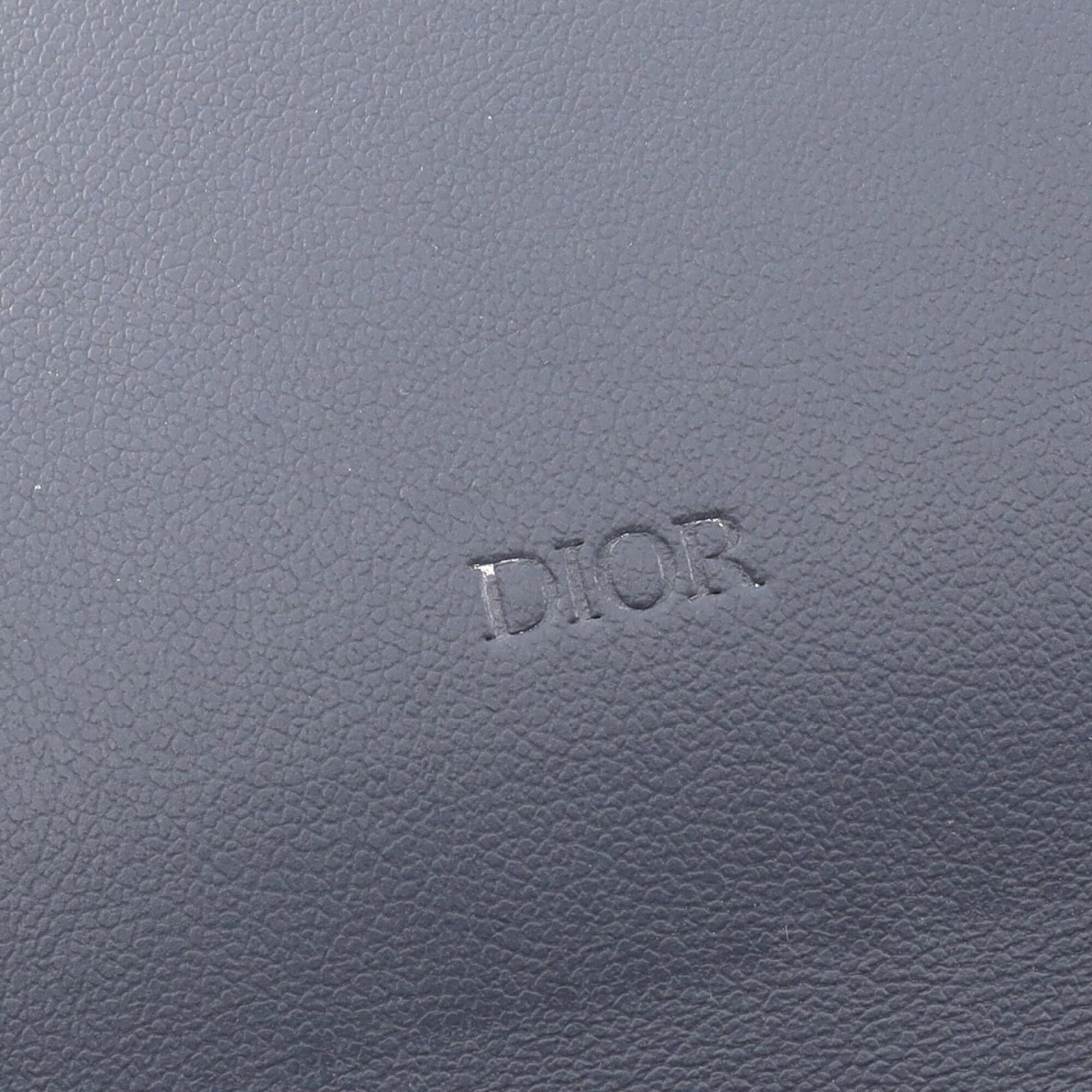 Christian Dior Navy Leather Long Wallet (Bi-Fold) (Pre-Owned)