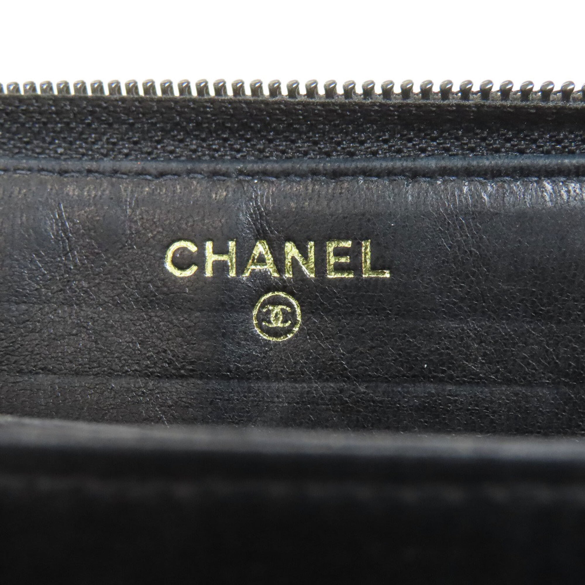 Chanel Black Grained Calfskin Long Wallet (Bi-Fold) (Pre-Owned)