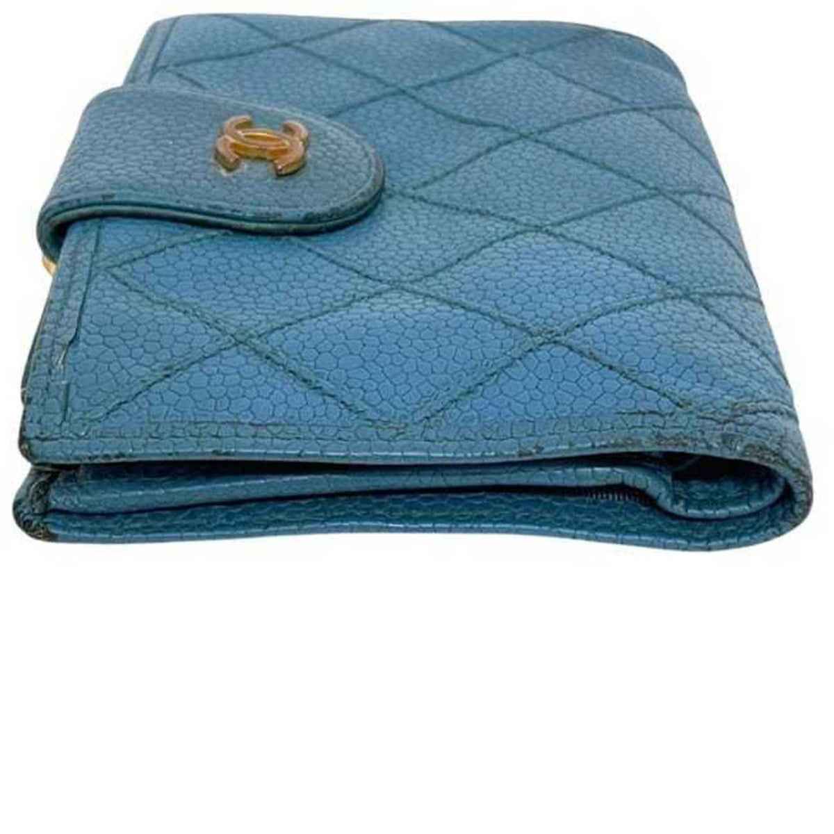 Chanel Blue Grained Calfskin Wallet (Bi-Fold) (Pre-Owned)