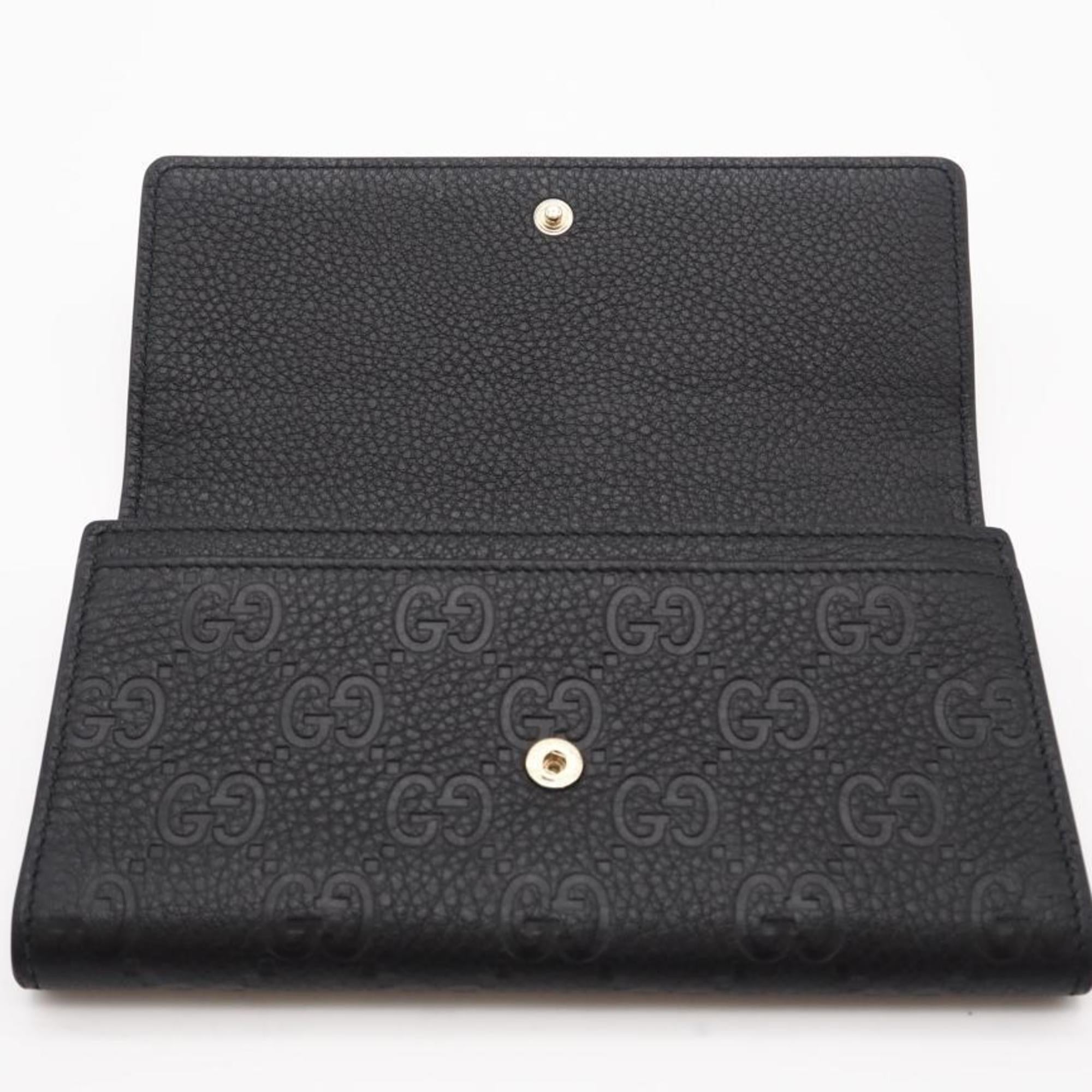 Gucci Black Leather Long Wallet (Bi-Fold) (Pre-Owned)