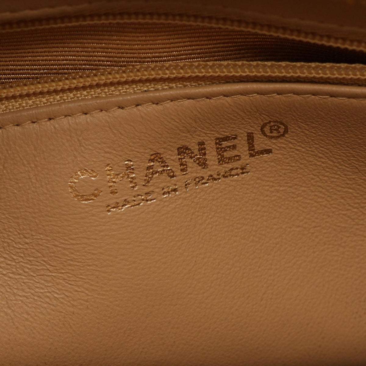 Chanel Beige Grained Calfskin Handbag Tote Bag (Pre-Owned)