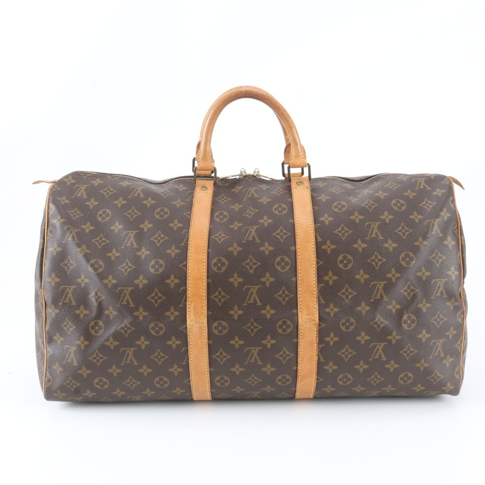 Louis Vuitton Brown Leather Coated Canvas Boston Bag Tote Bag (Pre-Owned)
