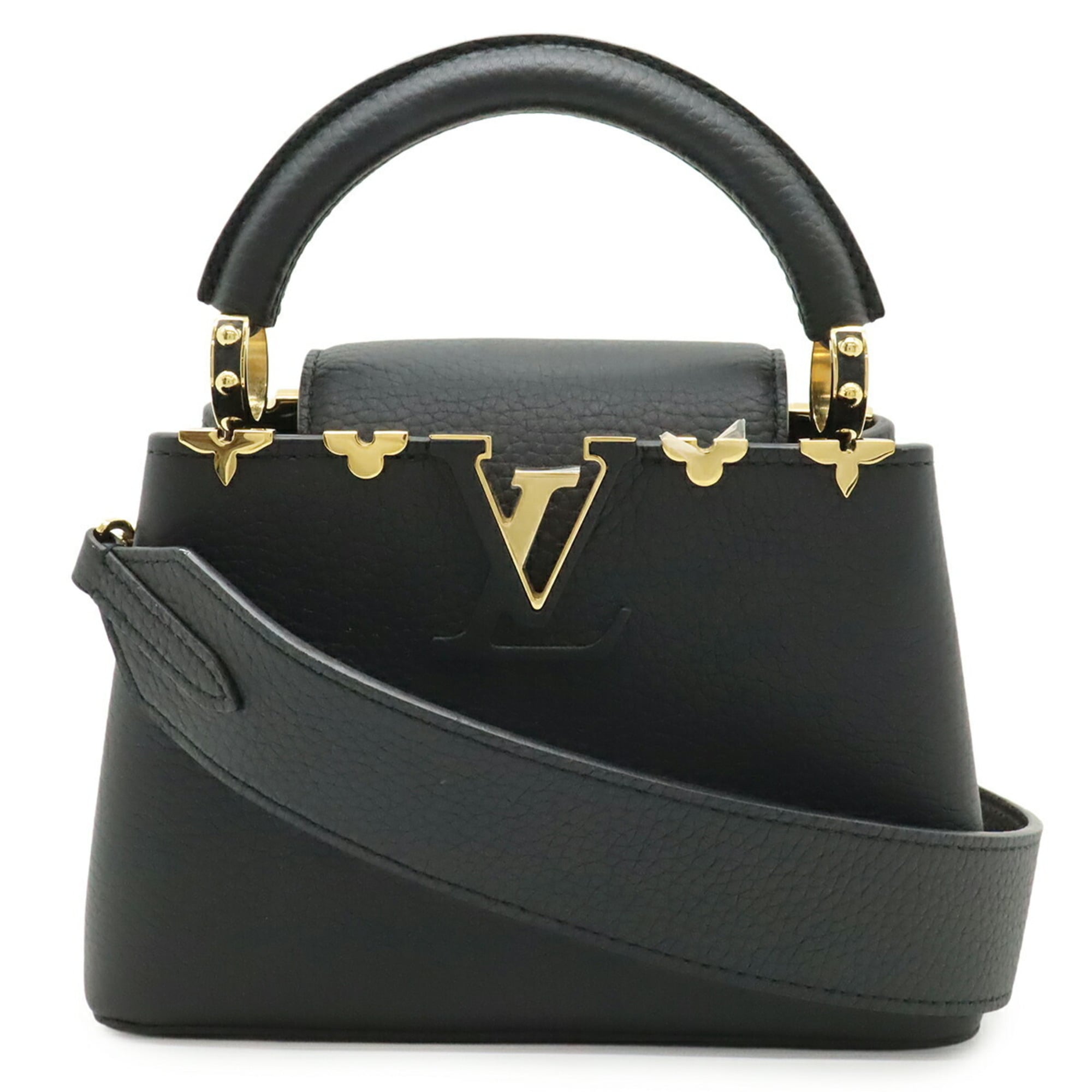 Louis Vuitton Black Noir Leather Handbag Shoulder Bag (Pre-Owned)